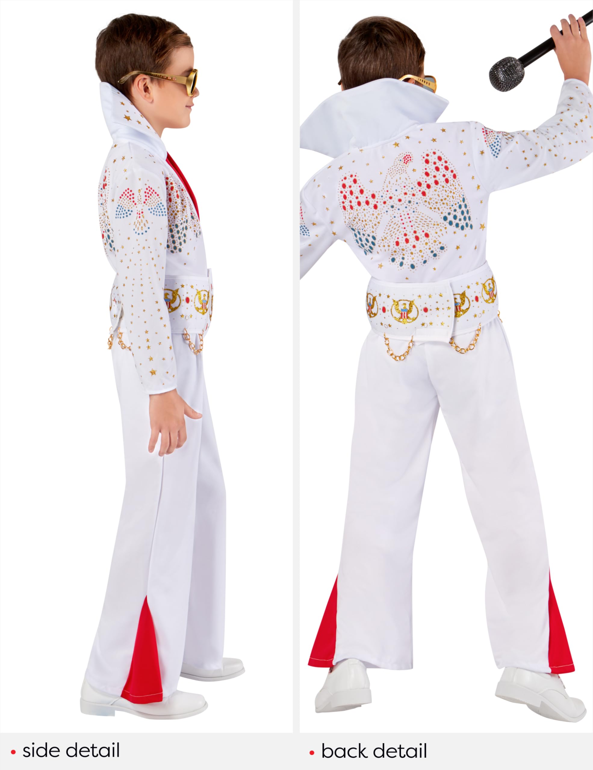 Rubies Child's Deluxe Elvis Costume - Kids Elvis Presley Halloween Outfit with Jumpsuit & Belt - Perfect for Halloween Parties, Dress-Up & Cosplay