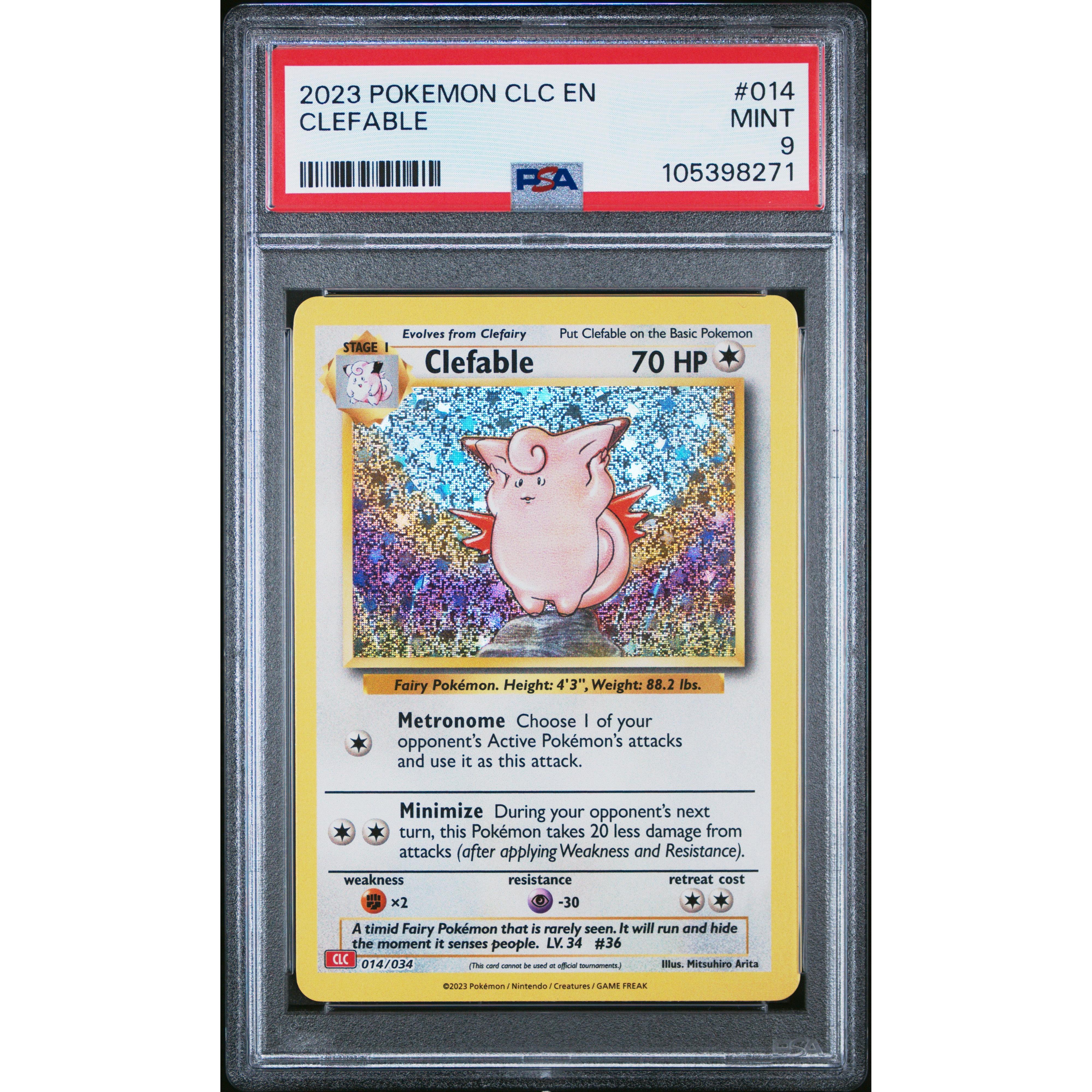 2023 Pokemon Classic Collection Clefable 014/034 PSA 9 Graded Card - Rare Collectible for Trading Card Game Fans & Display