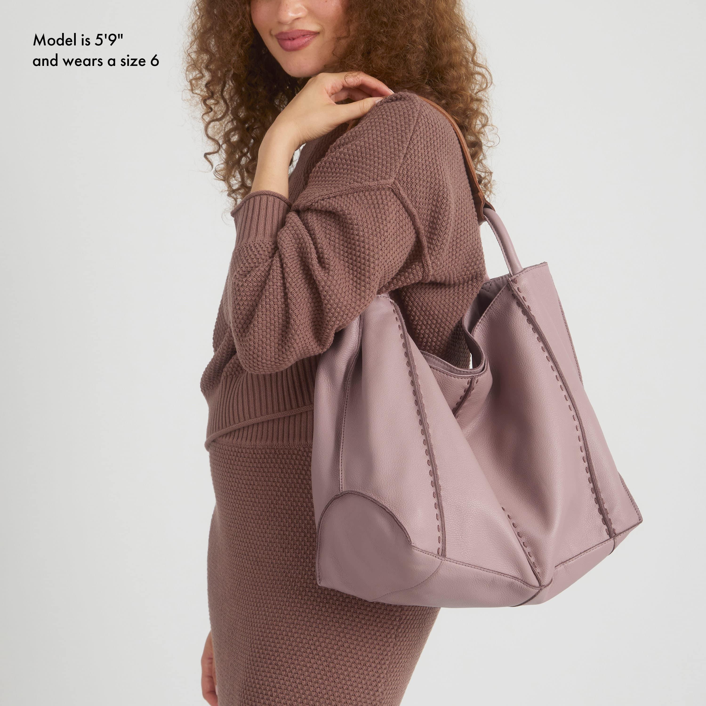 Los Feliz Large Leather Tote Bag in Rosewood - Stylish & Spacious for Work, Travel & Everyday Use