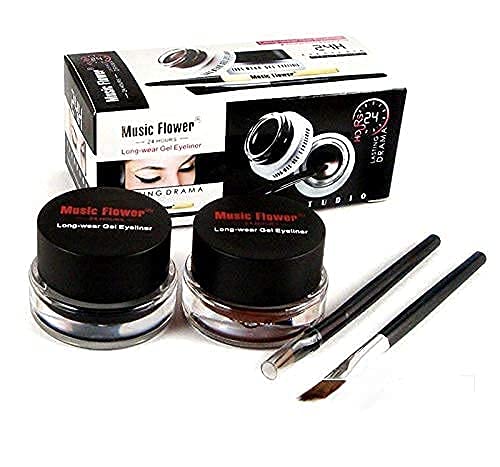 MAPPERZ 2-in-1 Gel Eyeliner & Kajal - Long Lasting 24HR Waterproof Eye Liner Pencil (Black & Brown) - Perfect for Smokey Eyes, Winged Liner & Everyday Makeup