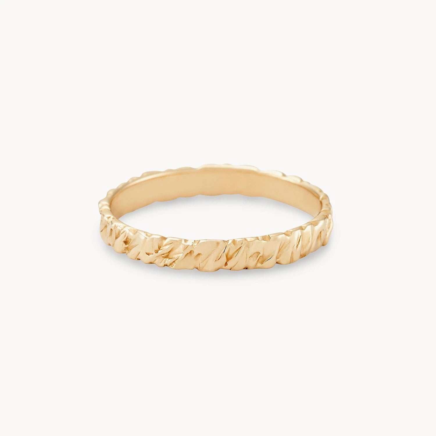 14K Yellow Gold Tree Bark Stability Ring - Nature Inspired Wedding Band for Women - Perfect for Outdoor Adventures & Boho Style Jewelry
