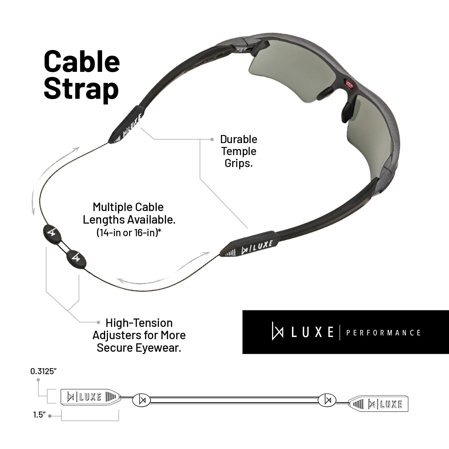 Adjustable Eyewear Retainer Strap - Glasses & Sunglasses Holder with Cable Design for Sports, Reading & Outdoor Activities