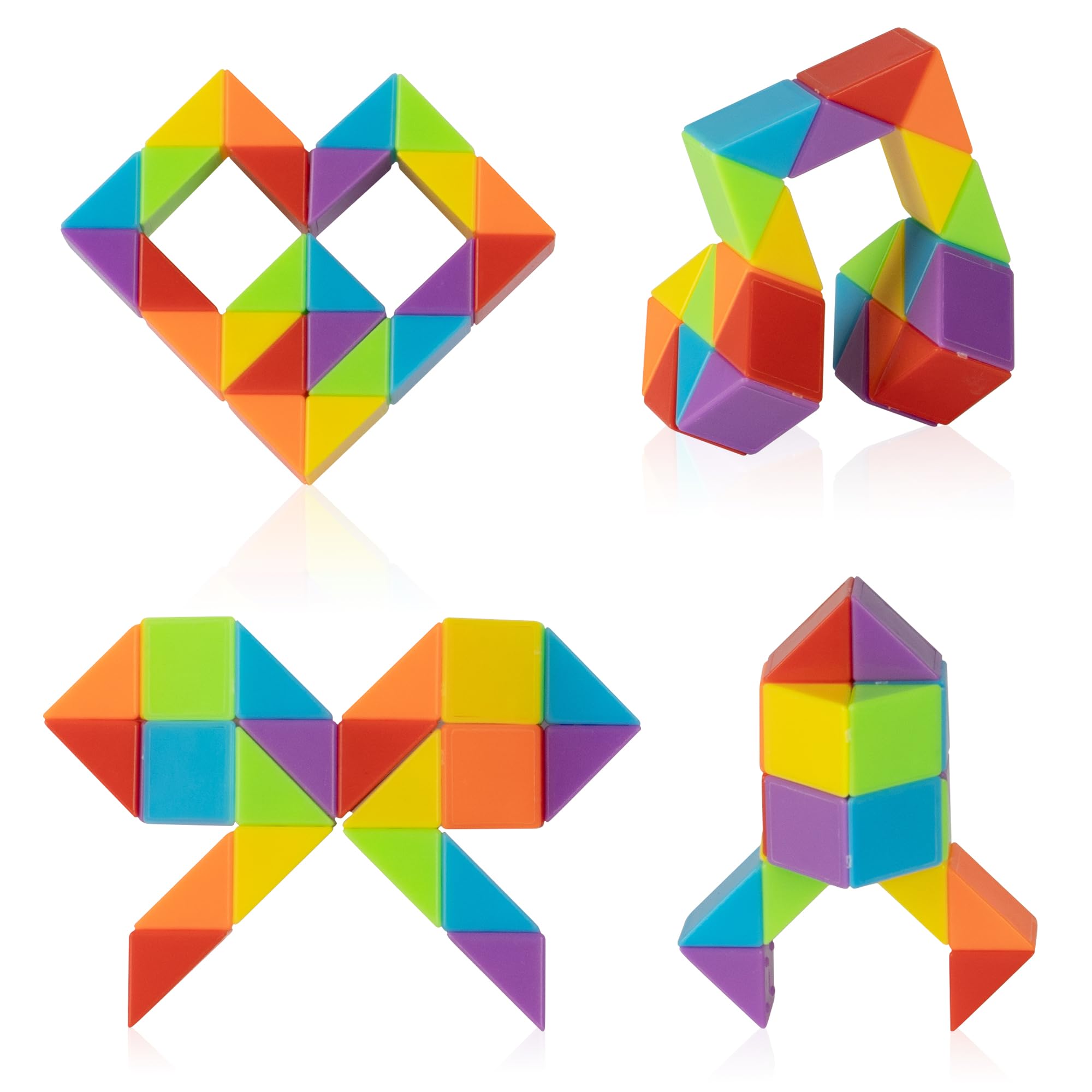 Ganowo Medium Snake Cube Puzzle - 4 Pack Twist Fidget Toys for Stress Relief & Anxiety - Sensory Toys for Kids, Teens, Adults - Perfect for Stocking Stuffers, Goodie Bags & Classroom Rewards