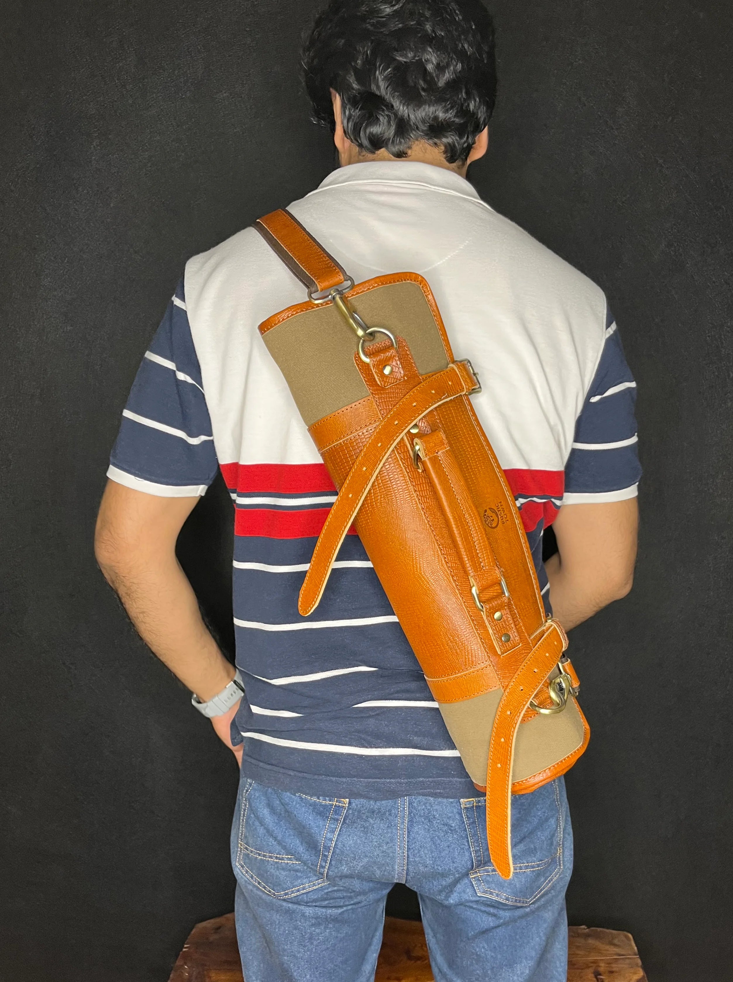 Premium Leather & Canvas Knife Roll Storage Bag for Chefs - Rust Brown - Perfect for Professional Kitchens, Culinary Schools & Home Cooking