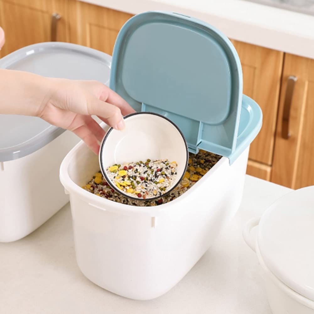 8kg Airtight Rice Storage Container - Moisture-Proof Plastic Food Bin for Flour, Grains & Dry Goods | Perfect for Kitchen Pantry Organization & Bulk Food Storage (Gray)