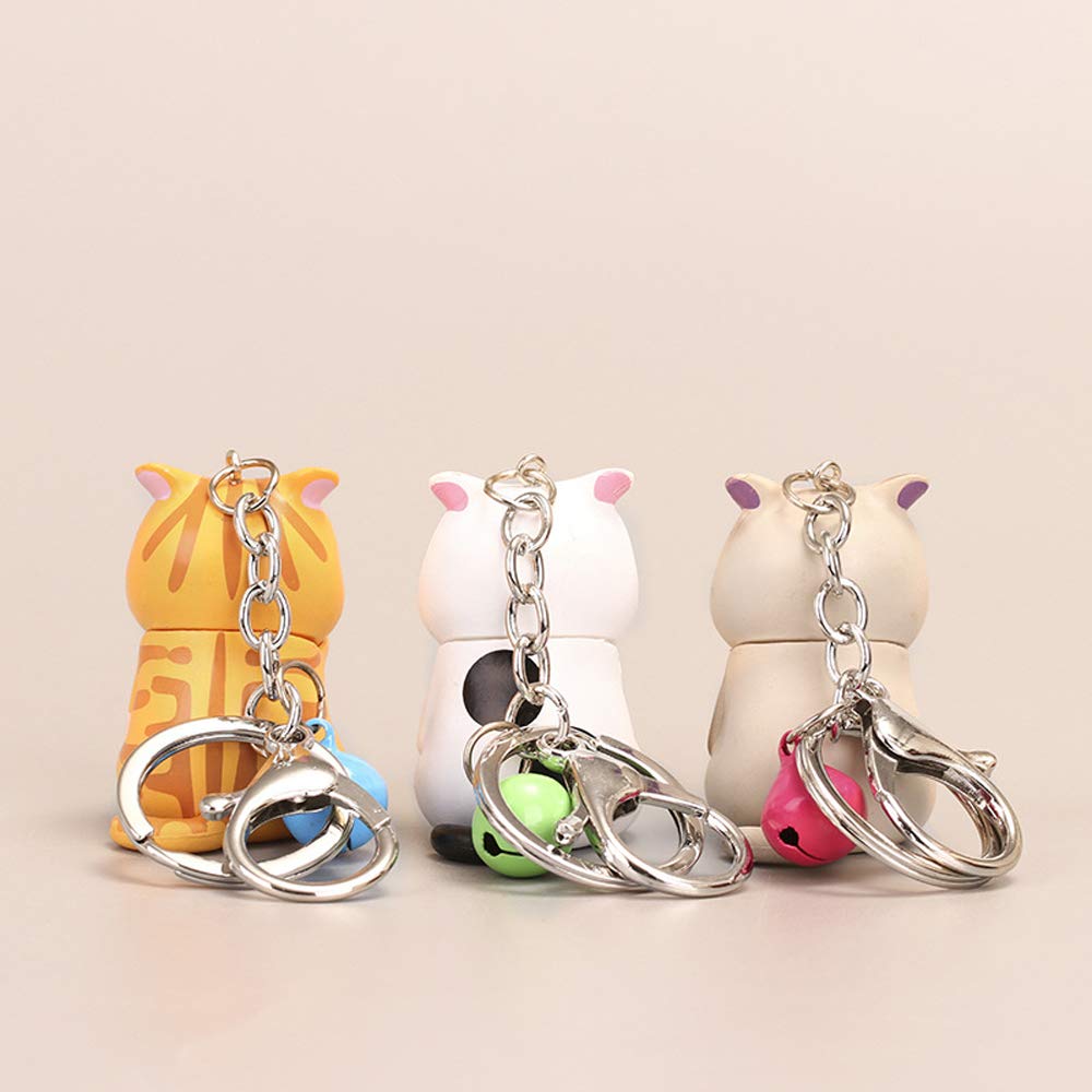 Cute Cat Keychain - Adorable Shy Chubby Kitten Key Ring Charm for Women & Girls | Perfect for Backpacks, Purses, Luggage & Gift Giving