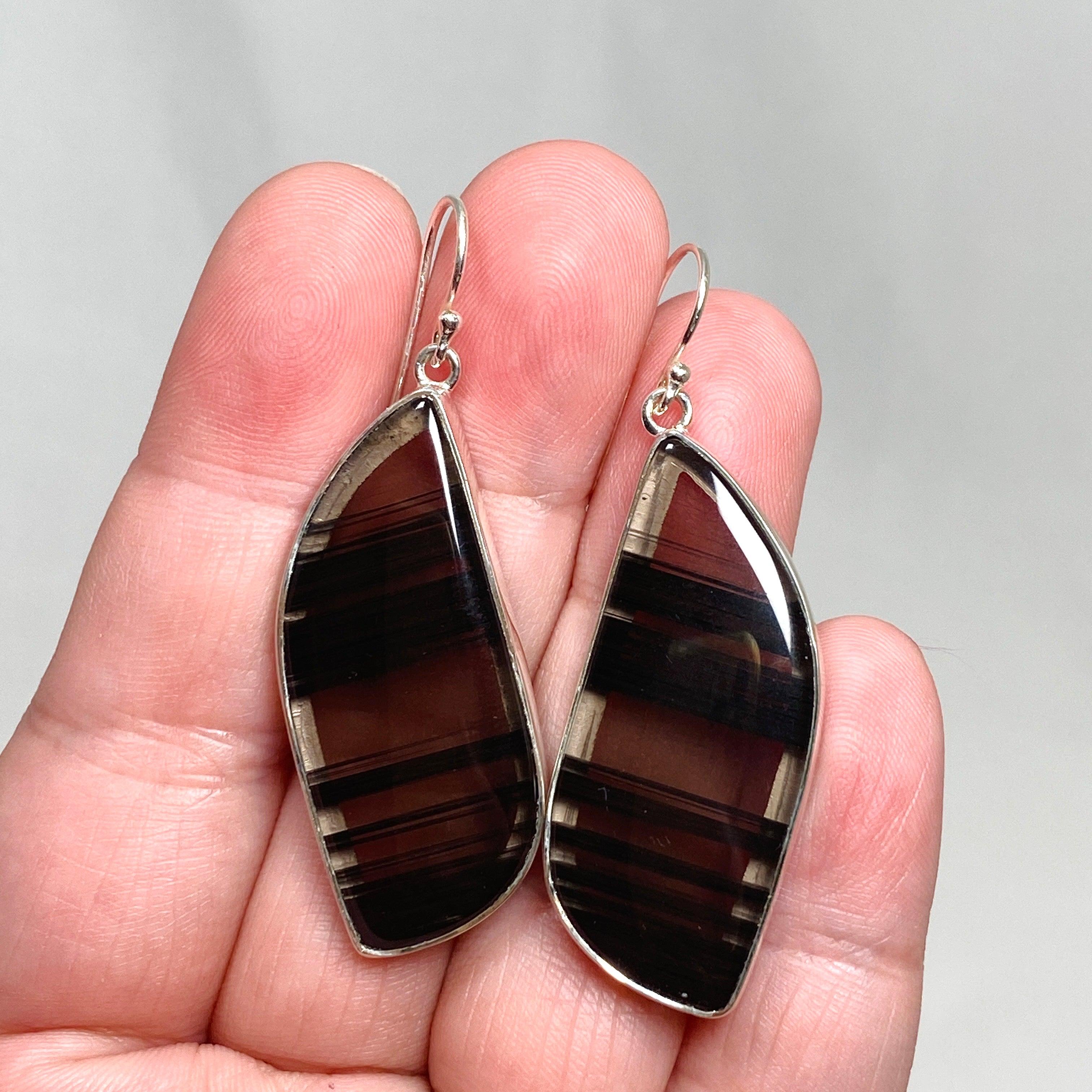 Midnight Obsidian Freeform Earrings KEGJ1501 - Handmade Dangle Earrings for Women, Boho Chic Jewelry for Party & Evening Wear