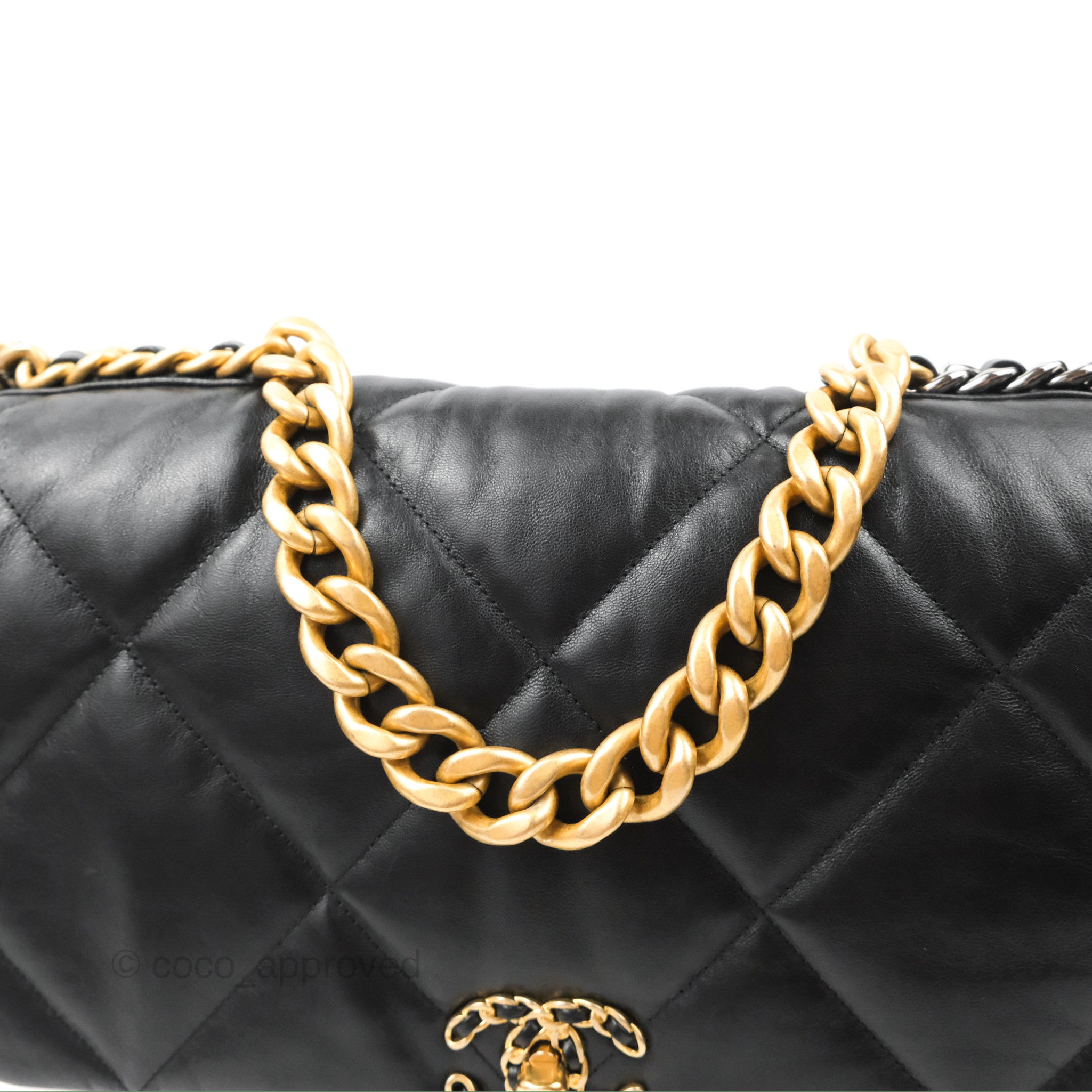 Chanel 19 Maxi Flap Bag Black Goatskin Leather with Mixed Metal Hardware - Luxury Designer Handbag for Women, Perfect for Evening Events & Special Occasions