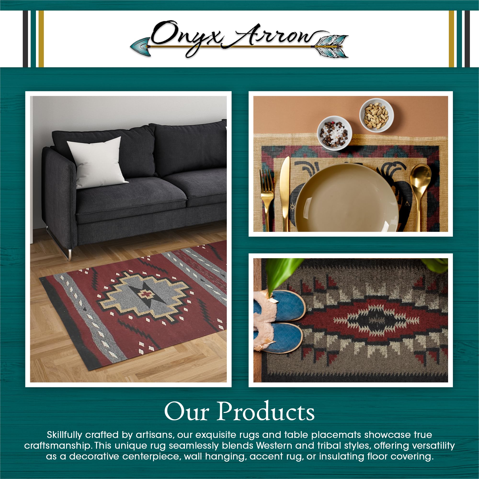 Southwestern Boho Washable Area Rug - Indoor/Outdoor Farmhouse Decor Rug - Western Style for Living Room, Dining, Bedroom - Eagle Eye Design in Teal/Maroon - 32x64 Inches - Perfect for Southwest Home Decor, Patio & Boho Chic Spaces