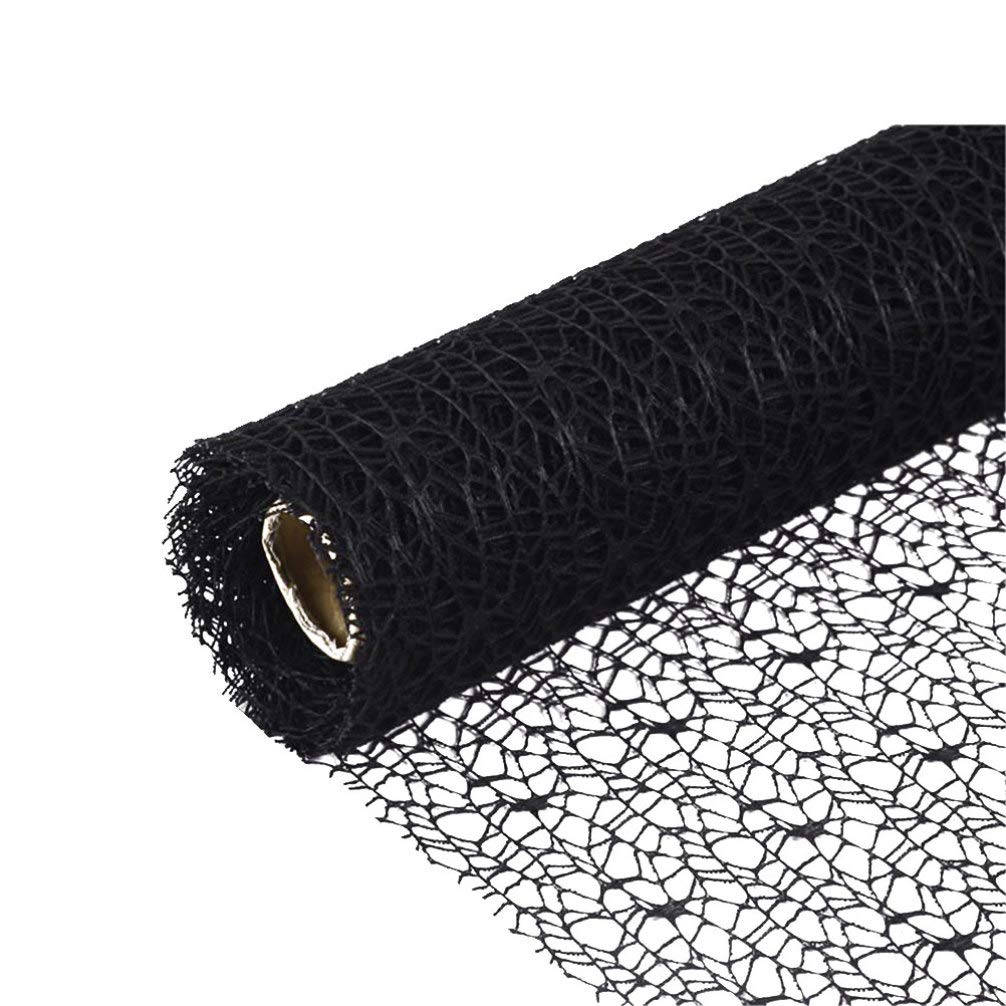 EXCEART Black Mesh Ribbon Roll - Spider Web Deco Ribbon Lace, Jute Mesh Trim for DIY Crafts, Gift Wrapping, Wedding Decor, Halloween Party Backdrop (Home Decoration, Scrapbooking, Table Runner)