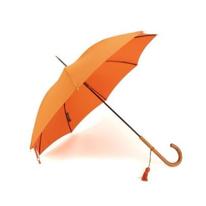 Stylish Malacca Crook Handle Umbrella in Orange - Perfect for Vintage Fashion, Outdoor Events & Rainy Day Protection