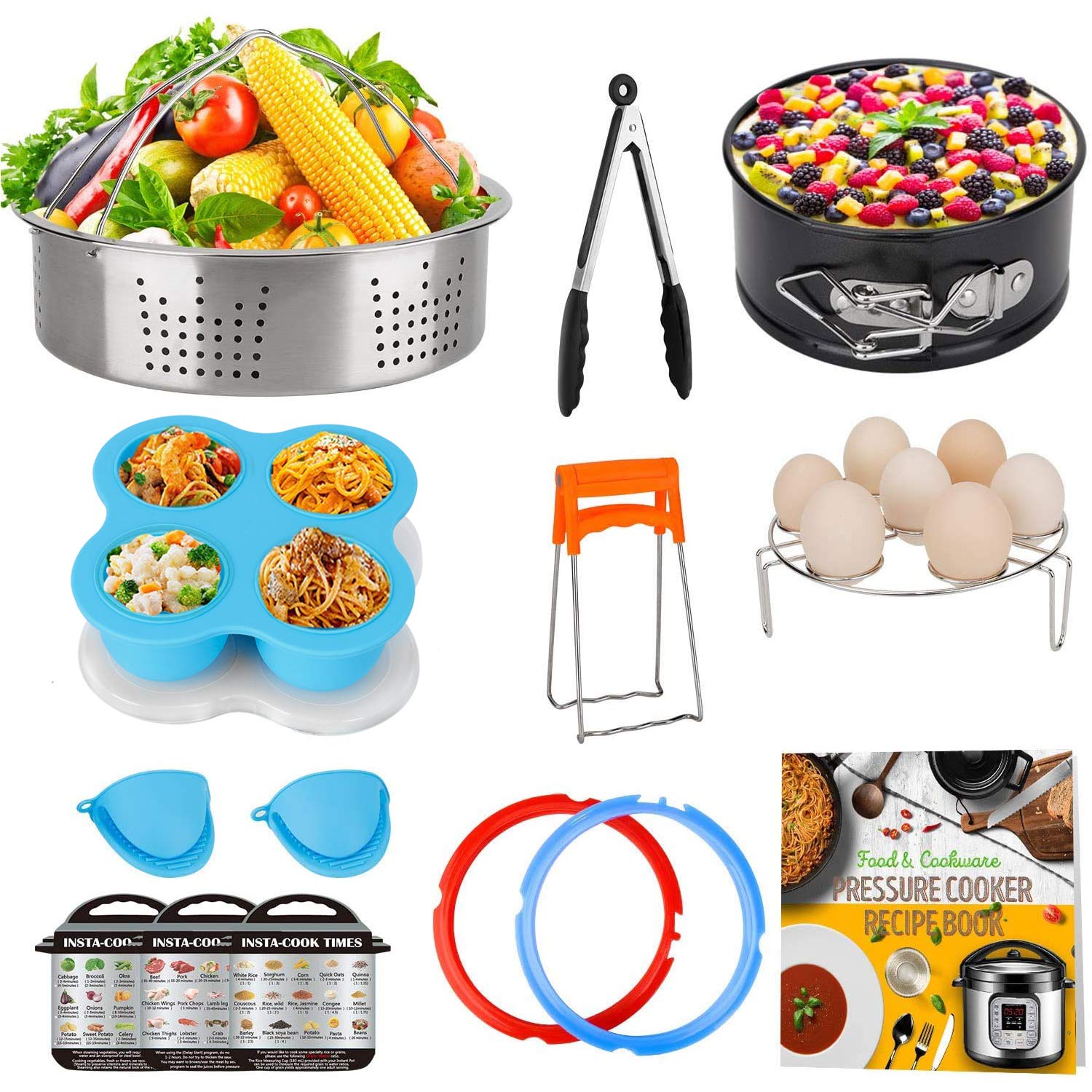 3 Qt Pot Accessories Set - Mini Steamer Basket, Egg Rack, Springform Pan & Trivet | Compatible with 3 Quart Pots | Perfect for Cooking, Steaming & Baking | Kitchen Essentials for Small Batch Meals