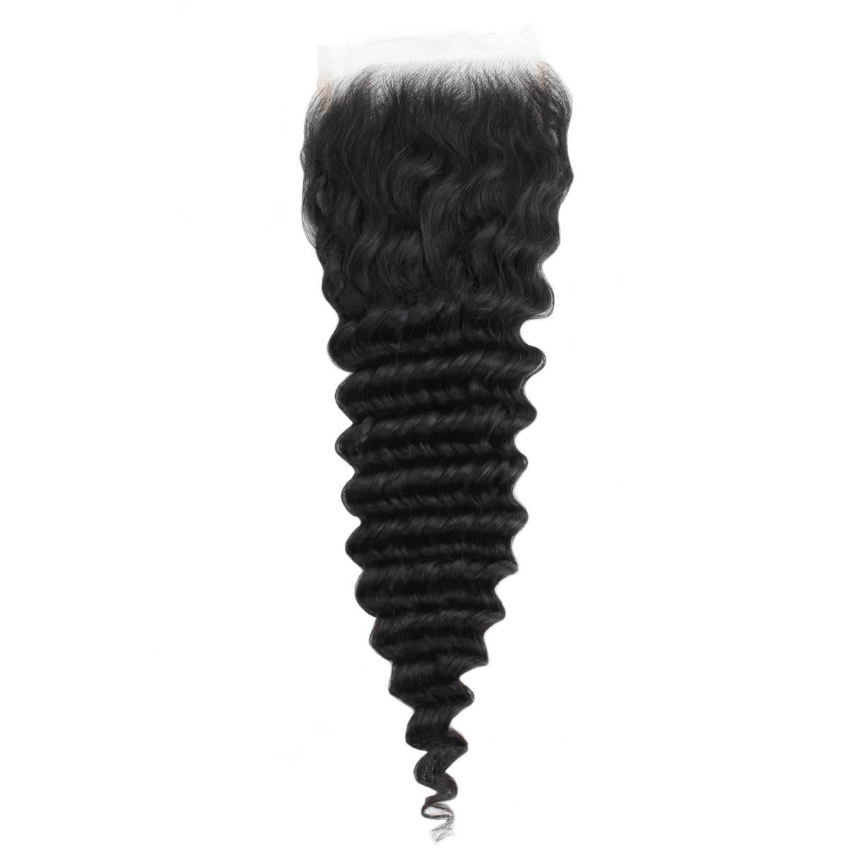 5x5 Deep Wave HD Lace Human Hair Closure - Natural Black Brazilian Virgin Hair for Sew-In Weave & Protective Styles | Perfect for Daily Wear, Parties & Special Occasions