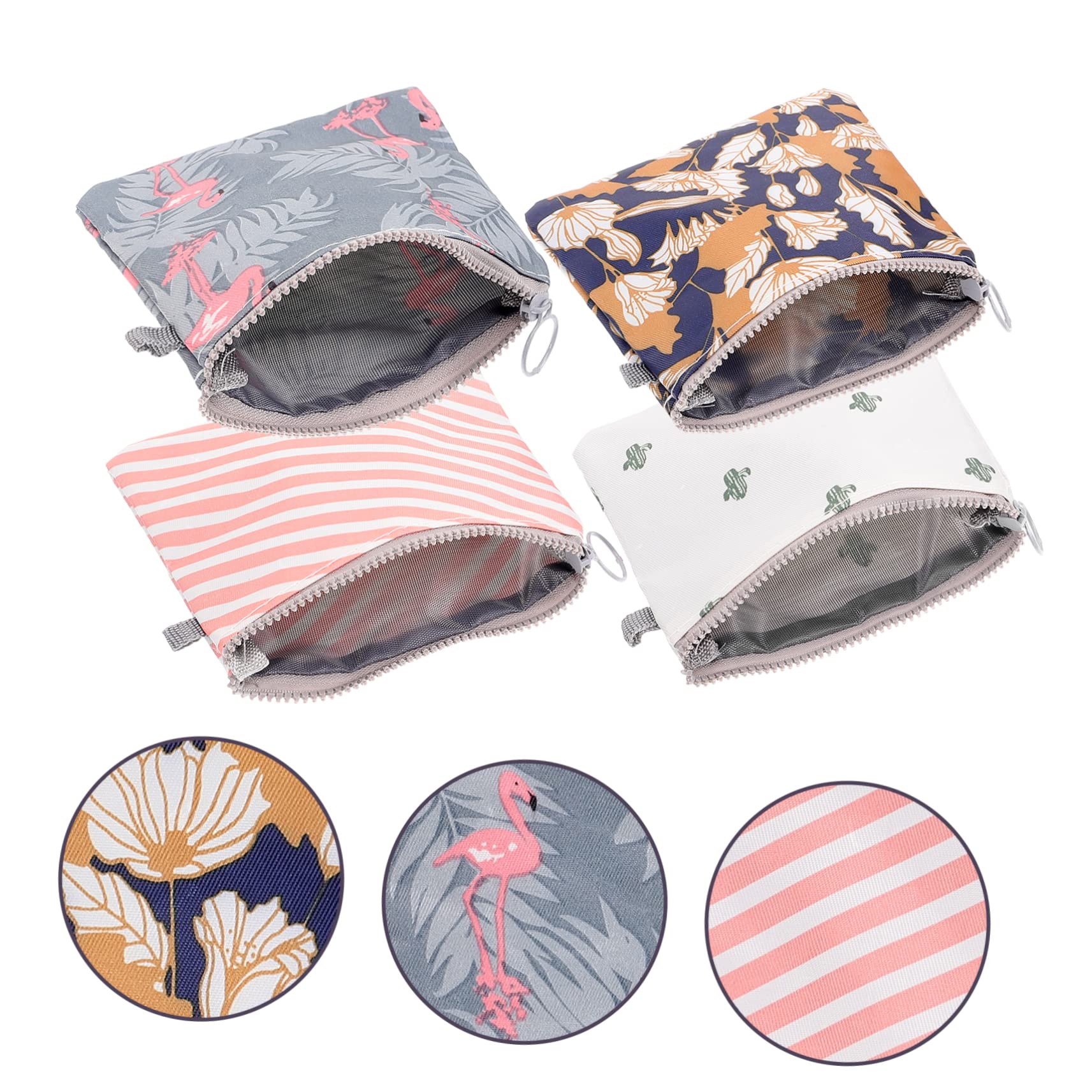BUTIFULSIC 4-Pack Sanitary Pad Holders - Leakproof Period Hygiene Bags for Women & Teens | Reusable Travel Toiletry Organizer for School, Work, Gym & Nursing Pads | Discreet Aunt Towel Storage Solution
