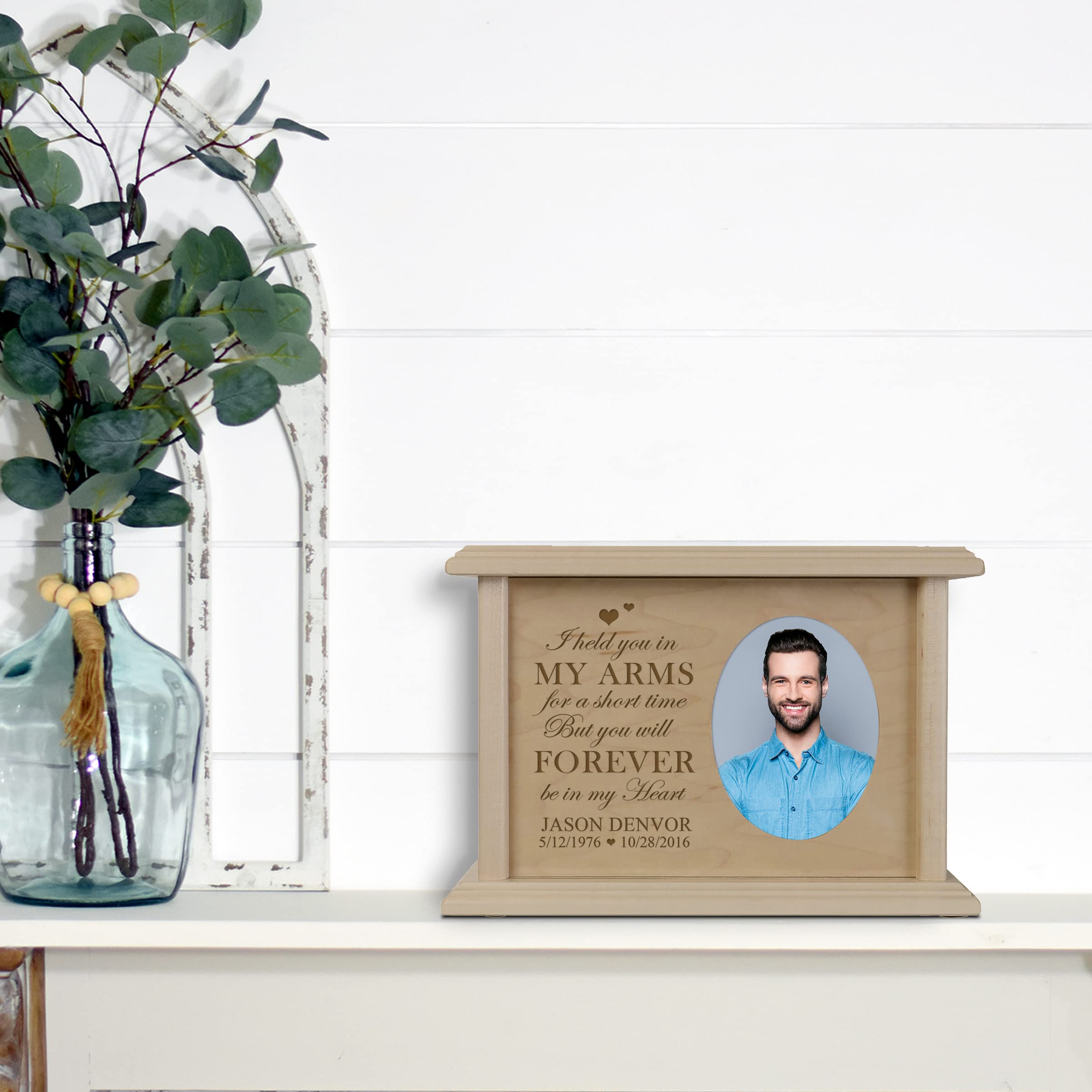 Lifesong Milestone Small Wooden Urn for Adult Ashes - Memorial Keepsake for Loved Ones - Handcrafted Picture Wall Urn for Men & Women - Perfect for Home Memorials, Funeral Services & Grieving Gifts