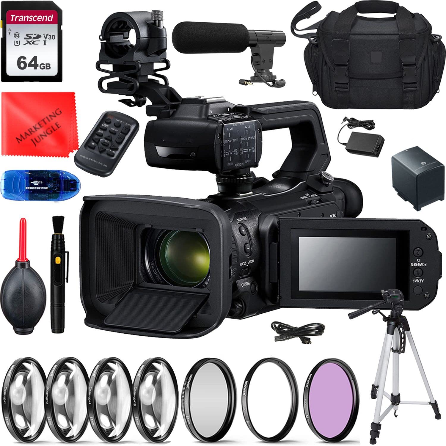 XA55 UHD 4K30 Camcorder Bundle with 64GB Memory Card, External Microphone, 60