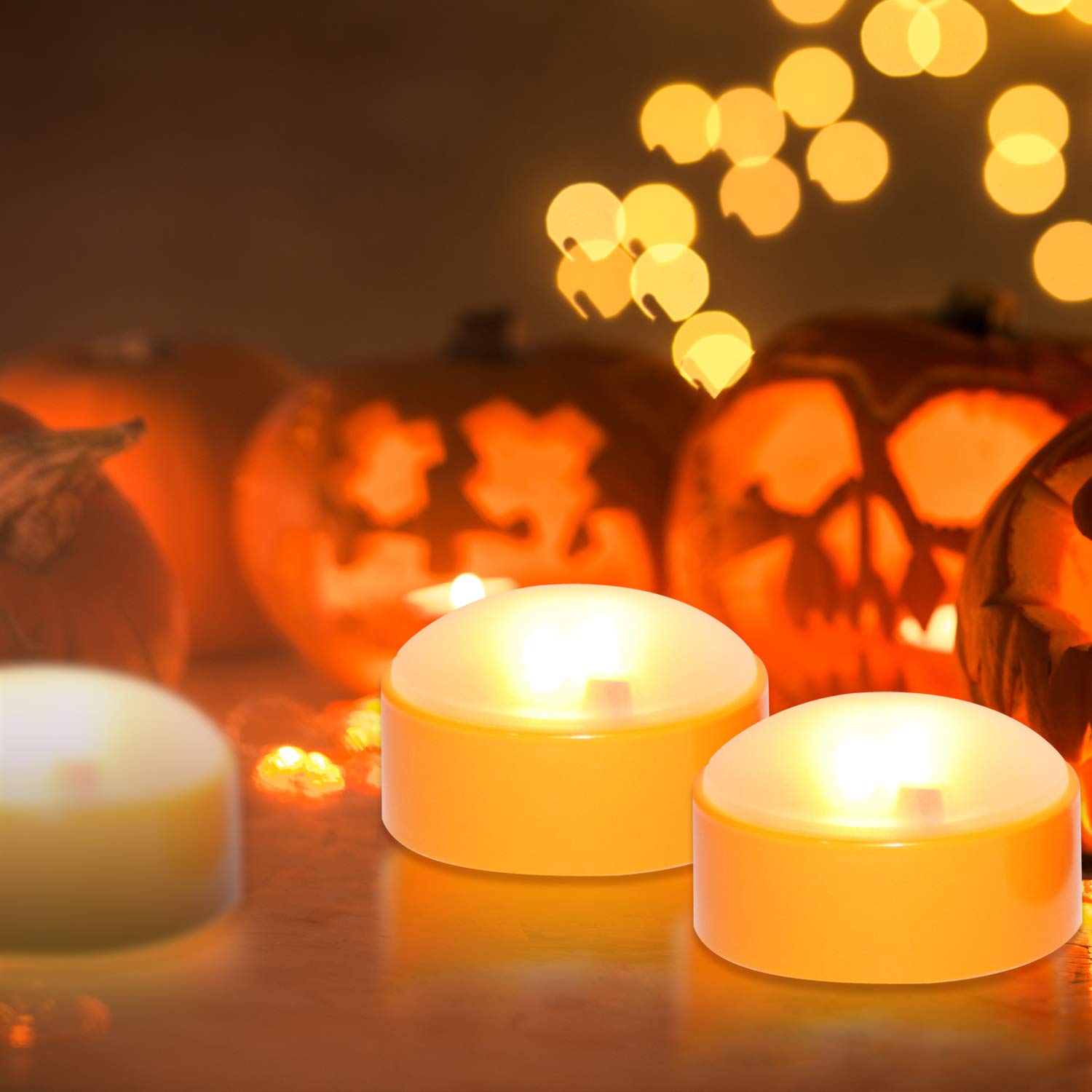 2 Pack Halloween LED Pumpkin Lights with Remote & Timer - Orange Flickering Flameless Candles, Battery Operated Jack-O-Lantern Decor for Indoor/Outdoor, Porch, Yard, Party & Pumpkin Carving Display