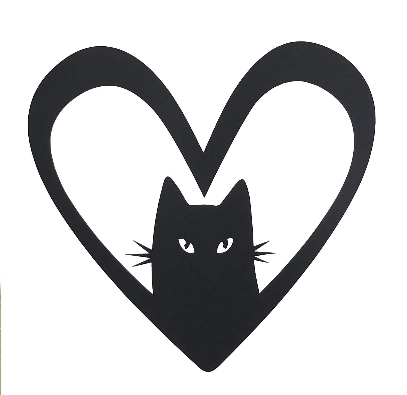 Custom Vinyl Kitty Heart Decal - Cat Bumper Sticker for Tumblers, Laptops, Car Windows - Choose Size & Color - Perfect for DIY Crafts, Gifts, and Home Decor