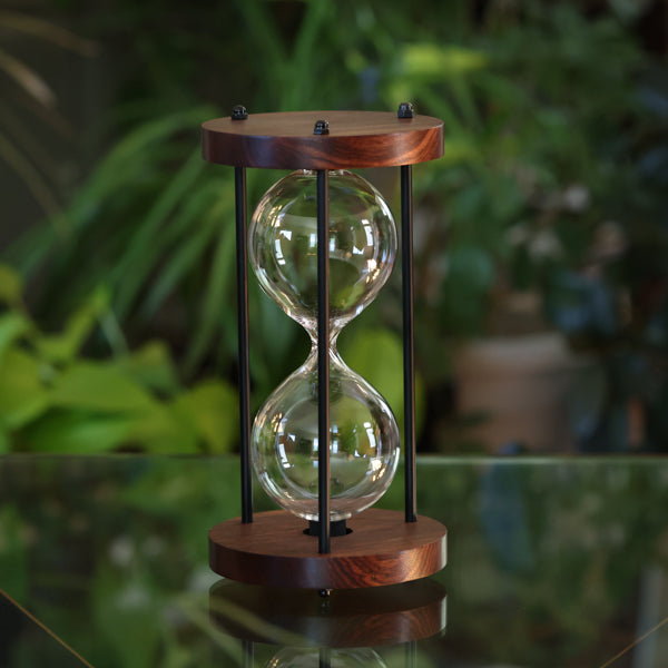Premium Solid Chechen Wood Hourglass Kit with Black Metal Spindles - Perfect for Office Decor, Meditation Timer, and Unique Gift Idea