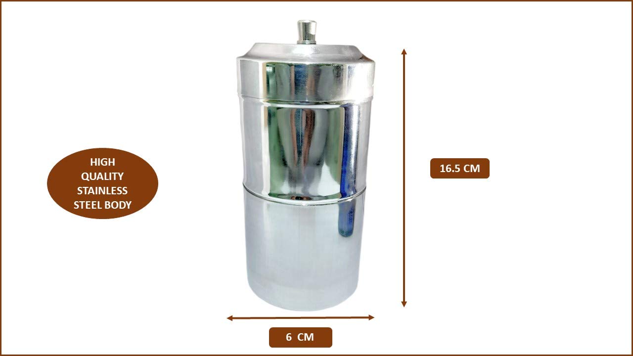 Premium Stainless Steel South Indian Filter Coffee Maker - 200ml Capacity (4-6 Cups) | Traditional Drip Coffee Brewer for Home & Office | Perfect for Authentic South Indian Coffee Experience