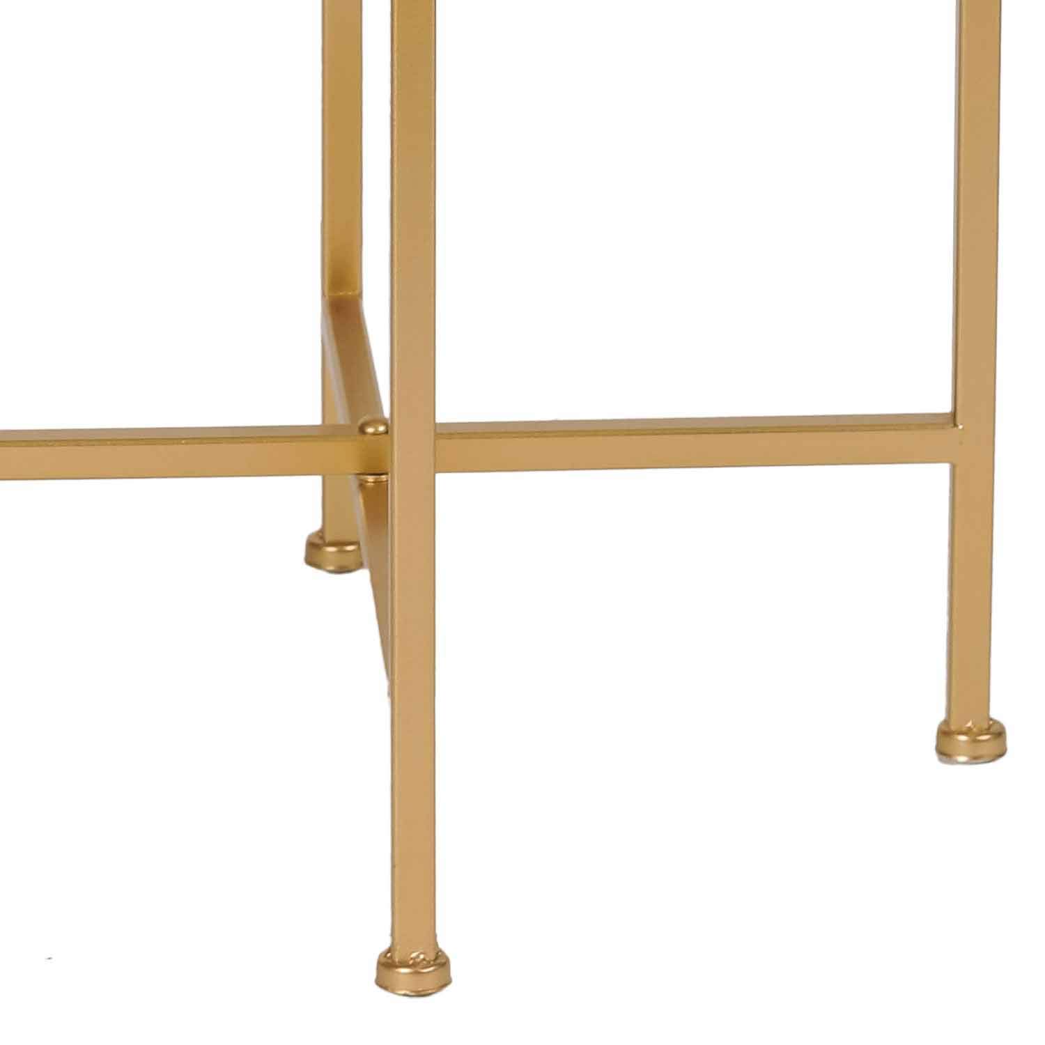 Adeco Modern Round Side End Accent Table - 25.7 Inch Tall Living Room Table with Gold Base & White Tray - Perfect for Sofa Side Table, Bedroom Nightstand, or Lounge Decor