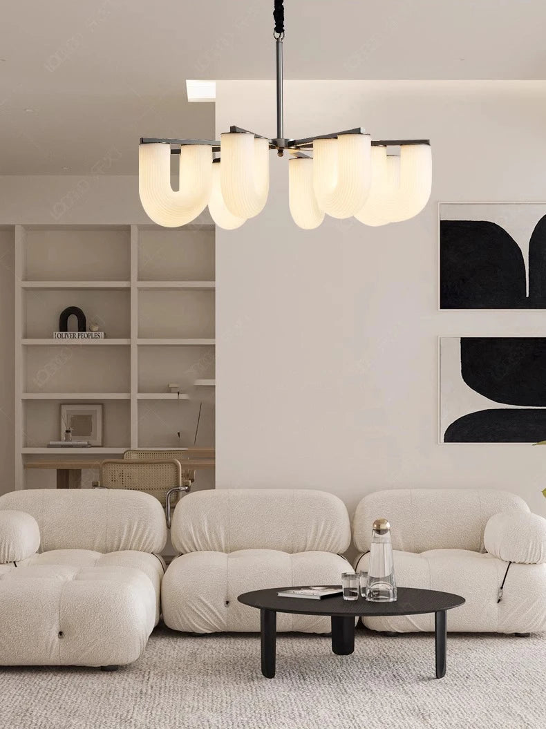 Modern White Chandelier - Elegant Crystal Ceiling Light Fixture for Dining Room, Bedroom, Living Room | Perfect for Home Decor, Wedding & Luxury Interior Design