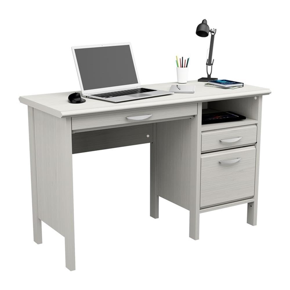 2-Drawer Computer Desk with Keyboard Tray - Washed Oak Finish, Home Office Workstation for Small Spaces, Perfect for Remote Work & Study