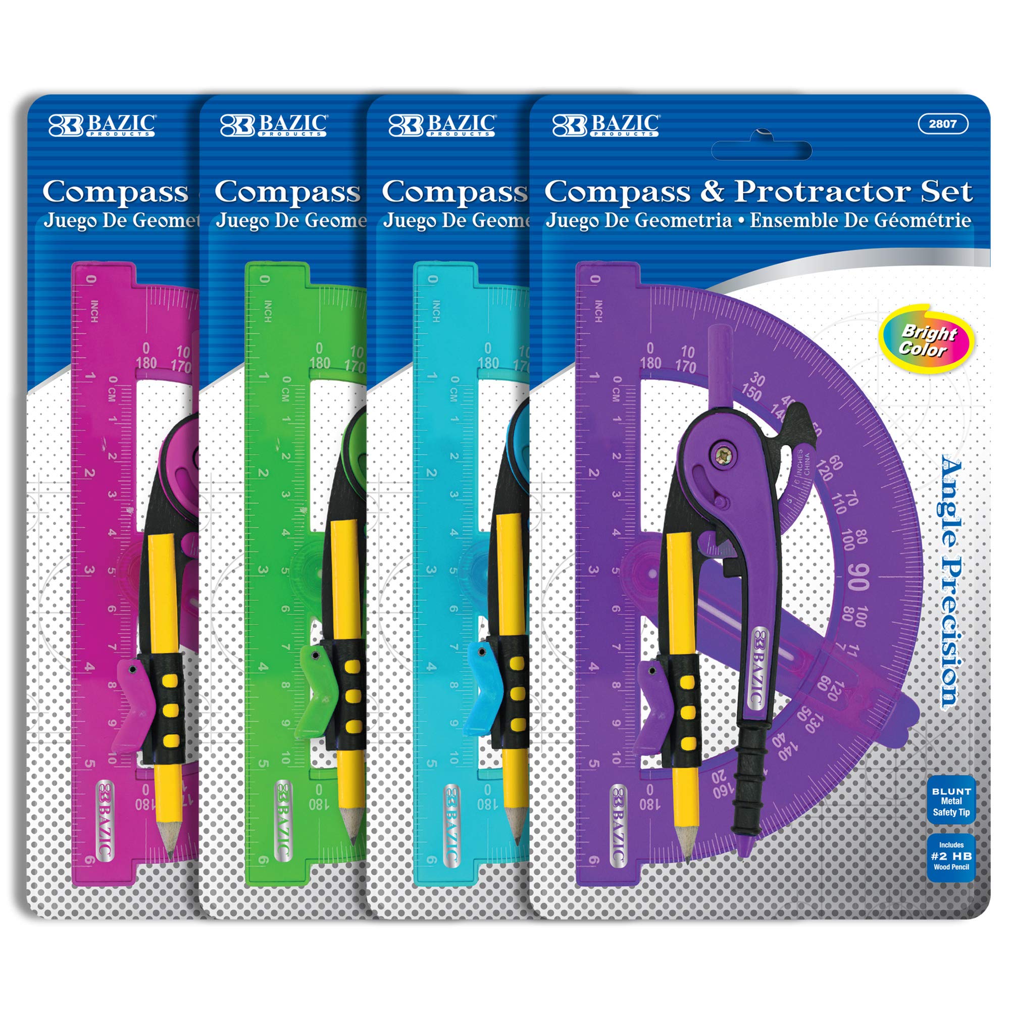 BAZIC 144-Pack Geometry Math Compass Set with Scale-Arm, 6