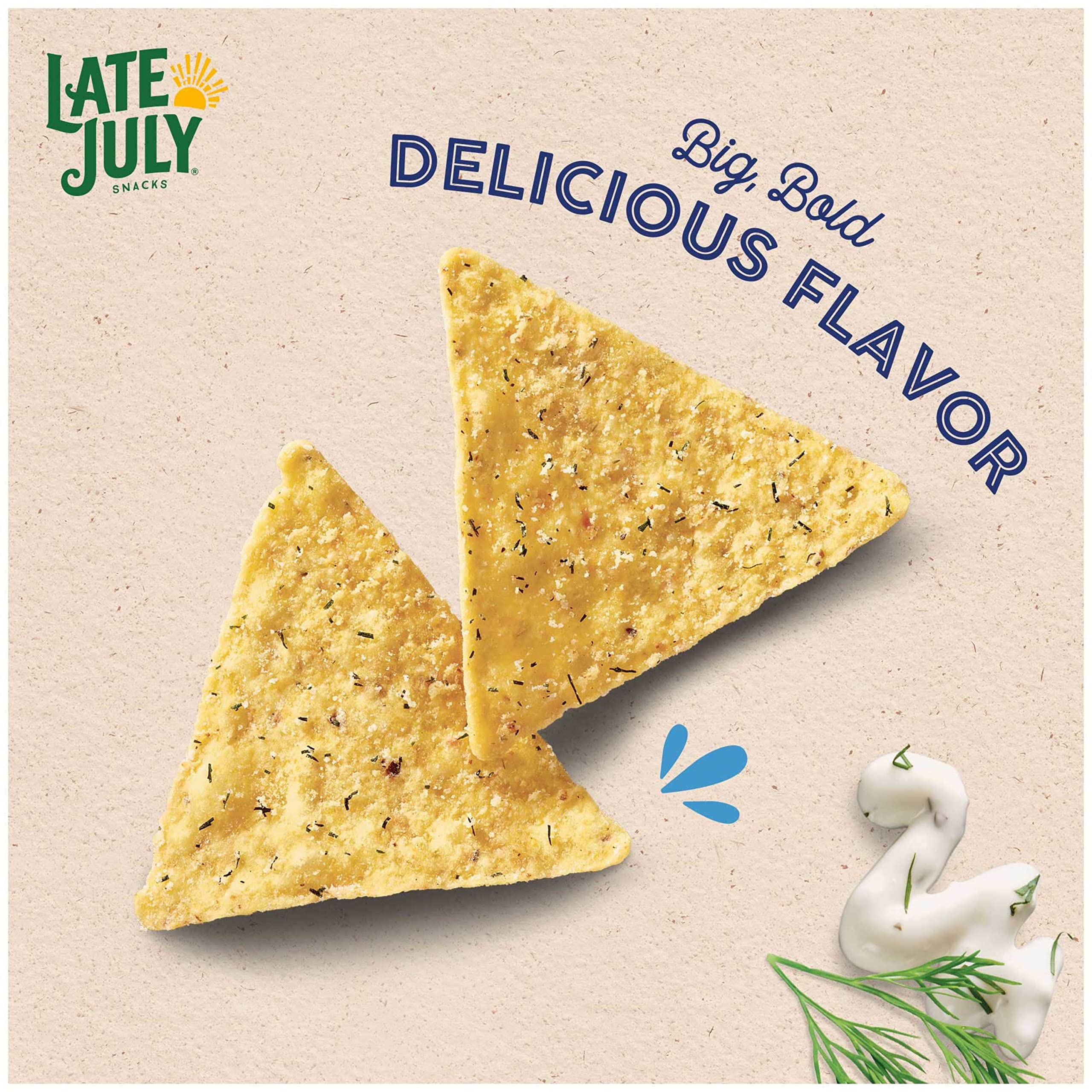 Organic Late July Garden Ranch Tortilla Chips - 7.8oz Bags (Pack of 12) | Gluten-Free Snacks for Parties, Picnics & Healthy On-the-Go Munching