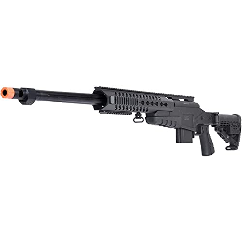 Lancer Tactical WellFire MB4418-1 Bolt Action Airsoft Sniper Rifle - 380 FPS High Power Precision Airsoft Gun for Outdoor Training & Competitive Shooting - Black Tactical Sniper Rifle for Airsoft Battles & Target Practice