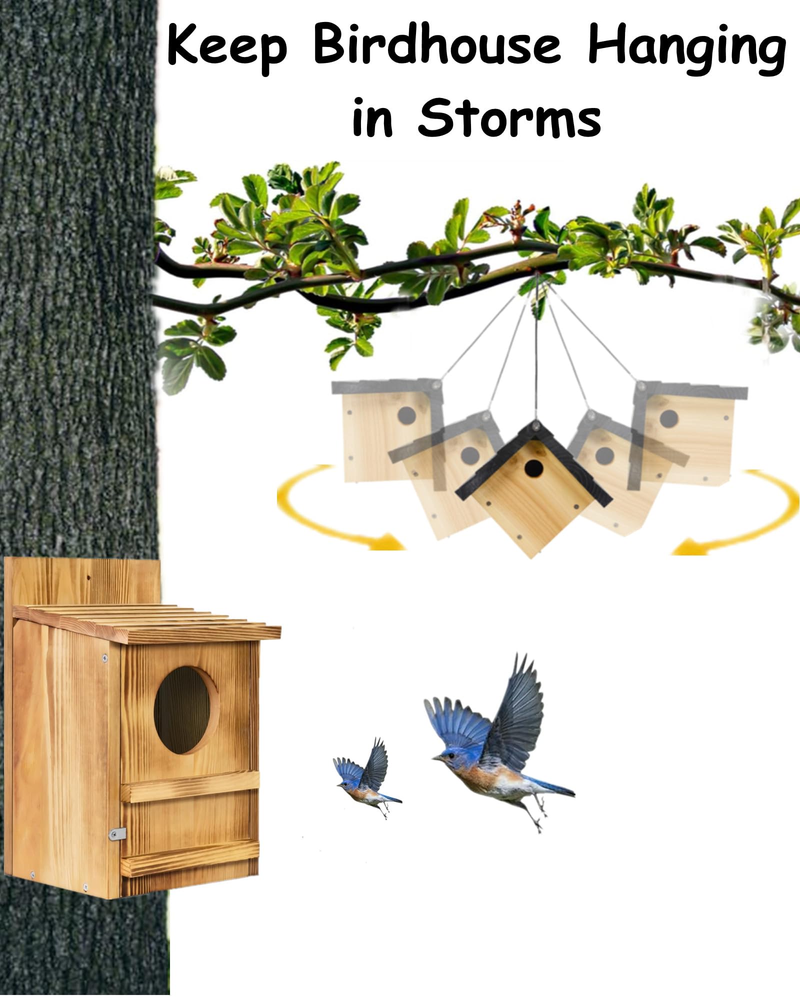Quick Release Birdhouse Hanger Bracket - 1 Set Metal Outdoor Wall Mount for Owl Box, Squirrel House & Bird Feeders - Durable Tree Hook Hanger for Garden, Patio & Backyard Decor