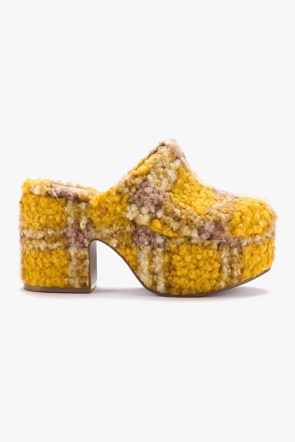 Miso Platform Clog In Dijon Plaid Shearling - Comfortable Women's House Shoes for Indoor & Outdoor Wear, Cozy Winter Slippers for Home, Office, and Relaxation