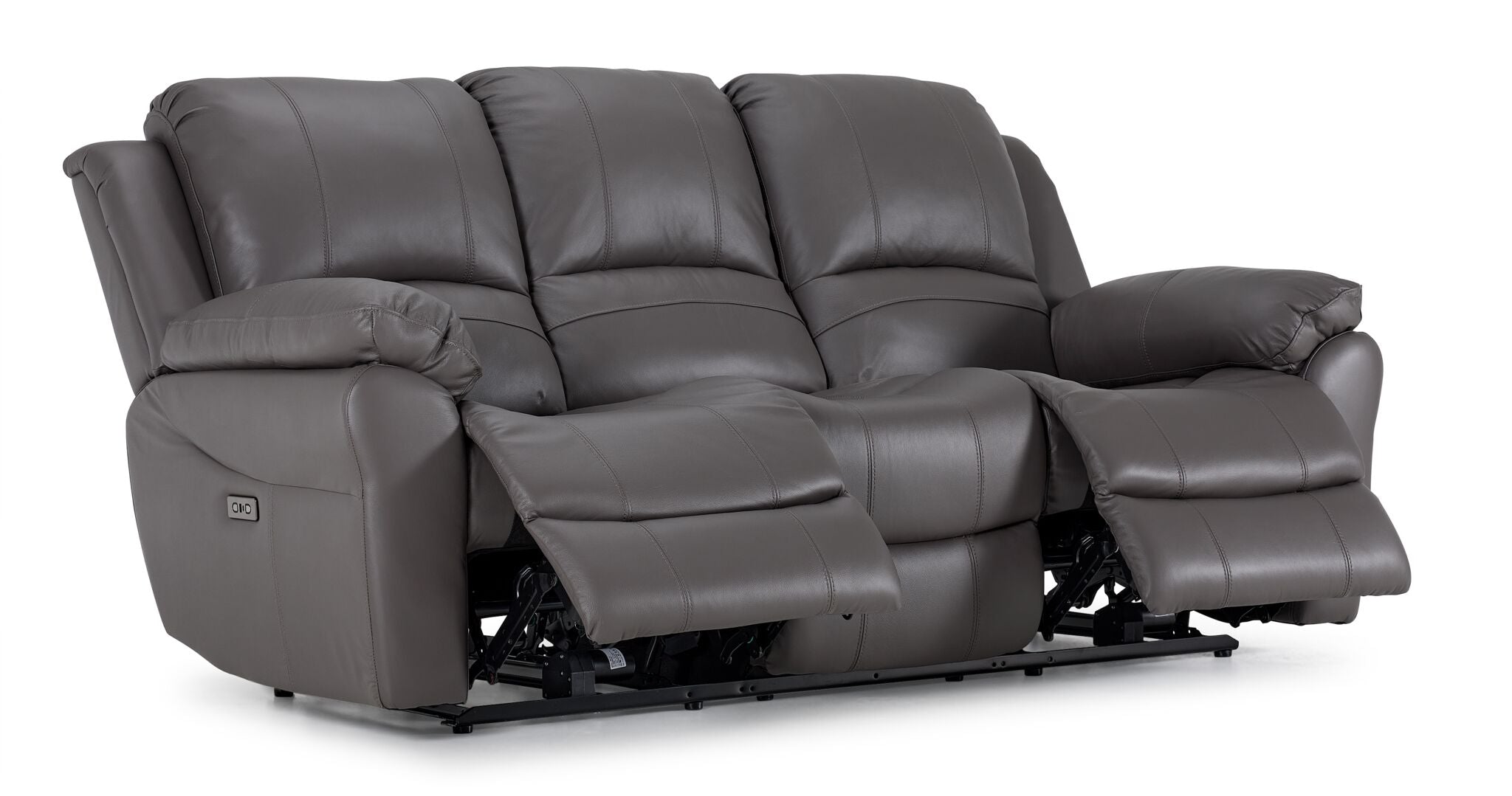 Alba Leather Power Reclining Sofa - Grey | Modern Electric Recliner Couch with USB Charging | Perfect for Living Room, Home Theater & Family Relaxation
