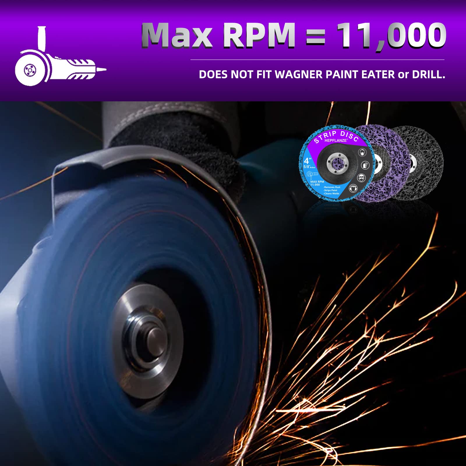 10 Pack 4 Inch Strip Discs for Angle Grinder - Heavy Duty Stripping Wheel for Removing Paint, Rust, Coatings & Welds on Metal & Wood (4