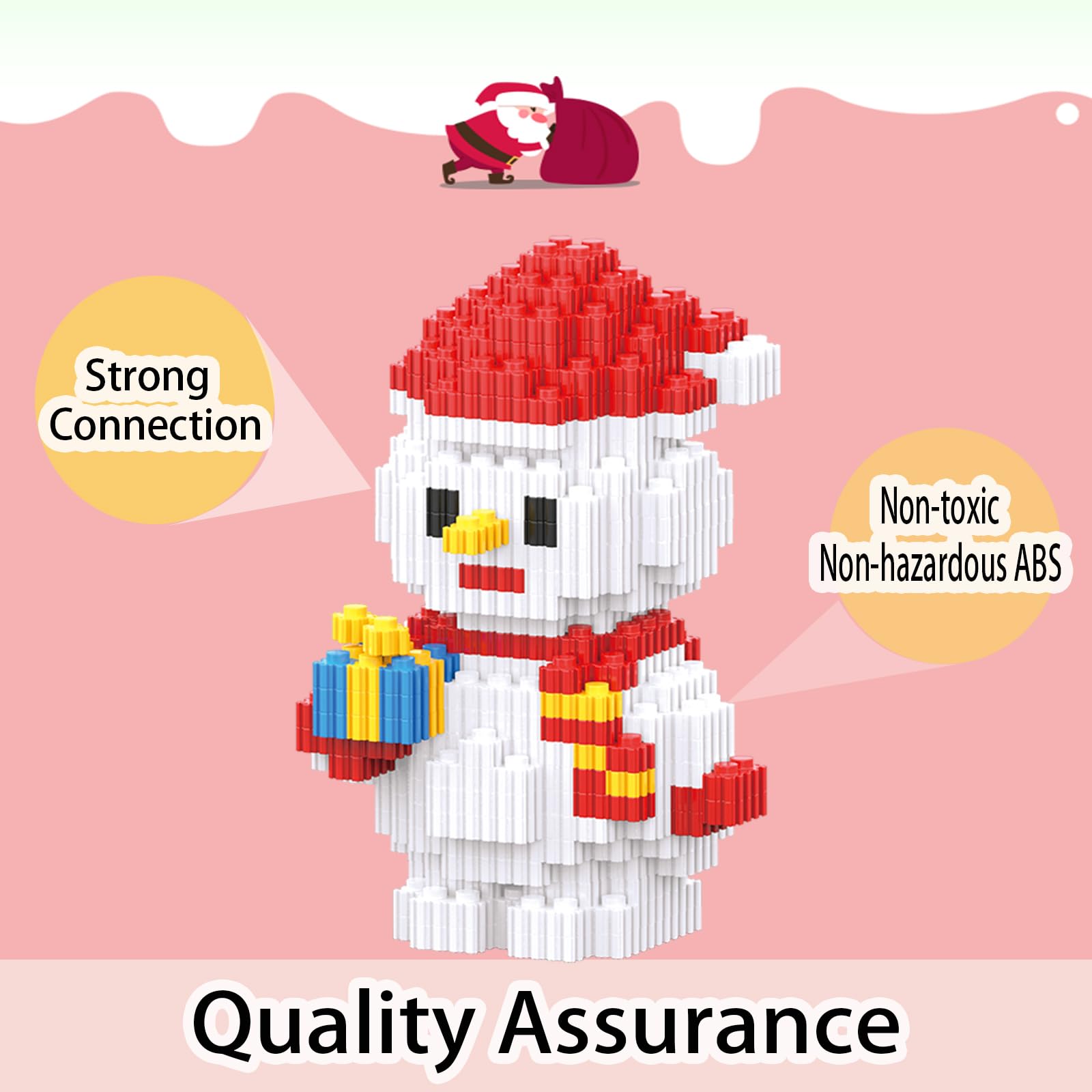 Christmas Snowman Building Blocks - Compatible with Lego & Micro Blocks, Stacking Toys for Kids Ages 6-12 | Holiday, New Year & Birthday Gift for Boys & Girls | Perfect for Christmas Decorations, Creative Play & STEM Learning