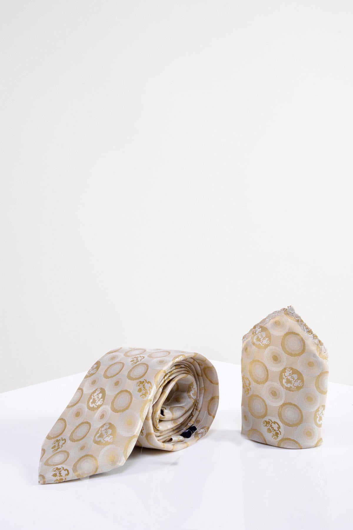 Elegant BUBBLES Stone Circle Print Tie and Pocket Square Set for Men - Perfect for Weddings, Business Meetings & Formal Events