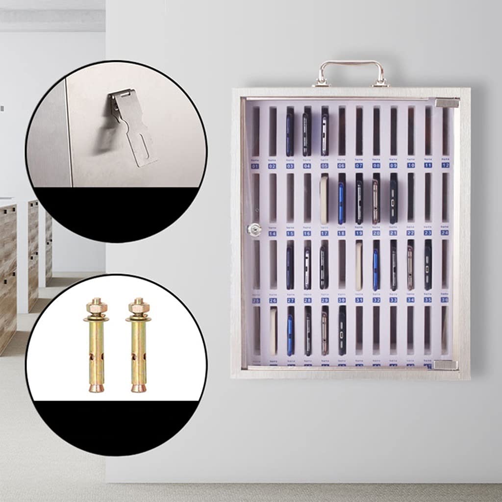Wall-Mounted Secure Storage Cabinet for Phones & Valuables - Silver 60
