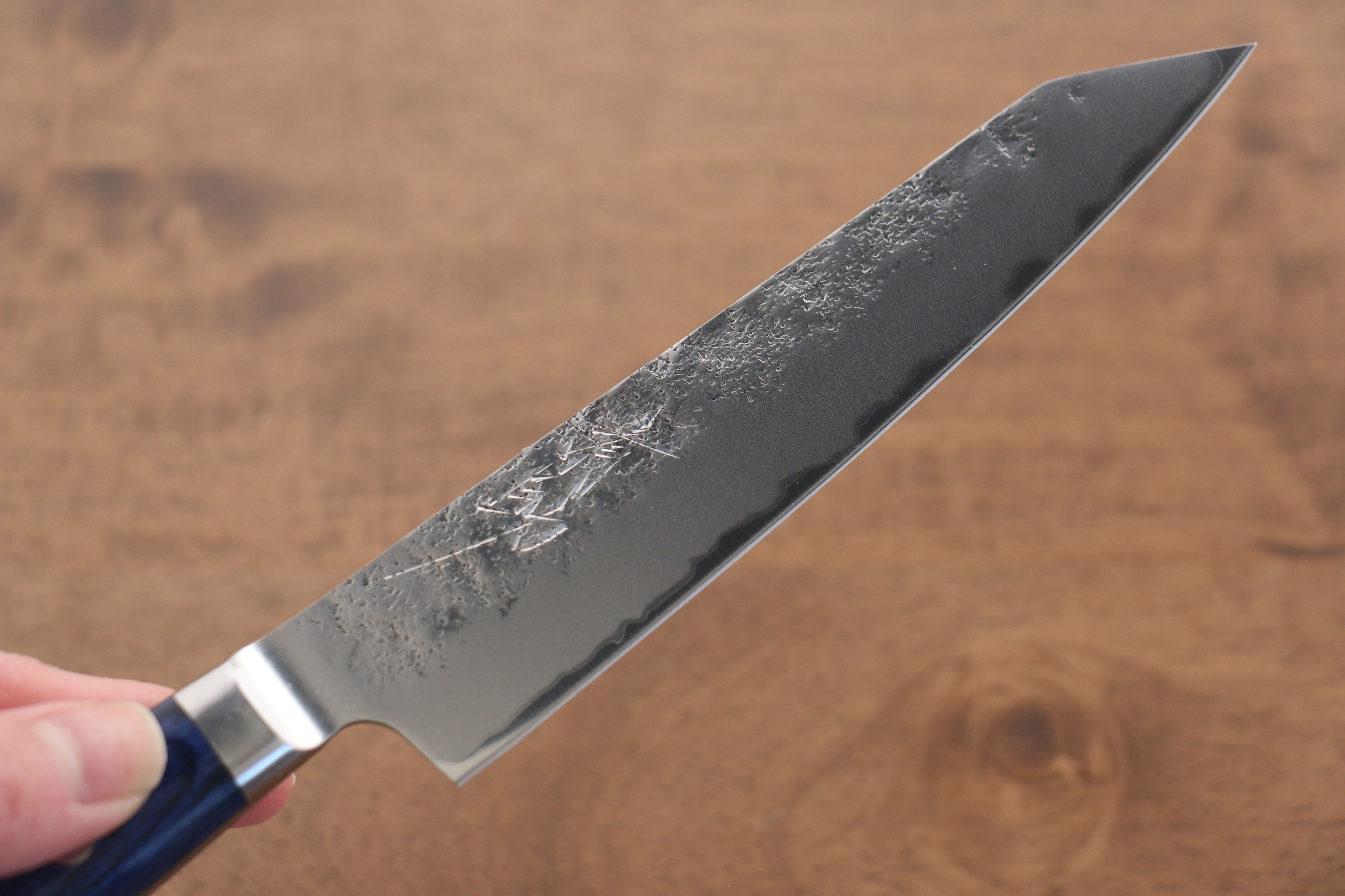 Premium Seisuke Blue Steel No.2 Nashiji Kiritsuke Petty Knife 145mm - Japanese Chef Utility Knife with Blue Pakkawood Handle - Perfect for Slicing, Dicing & Precision Kitchen Tasks