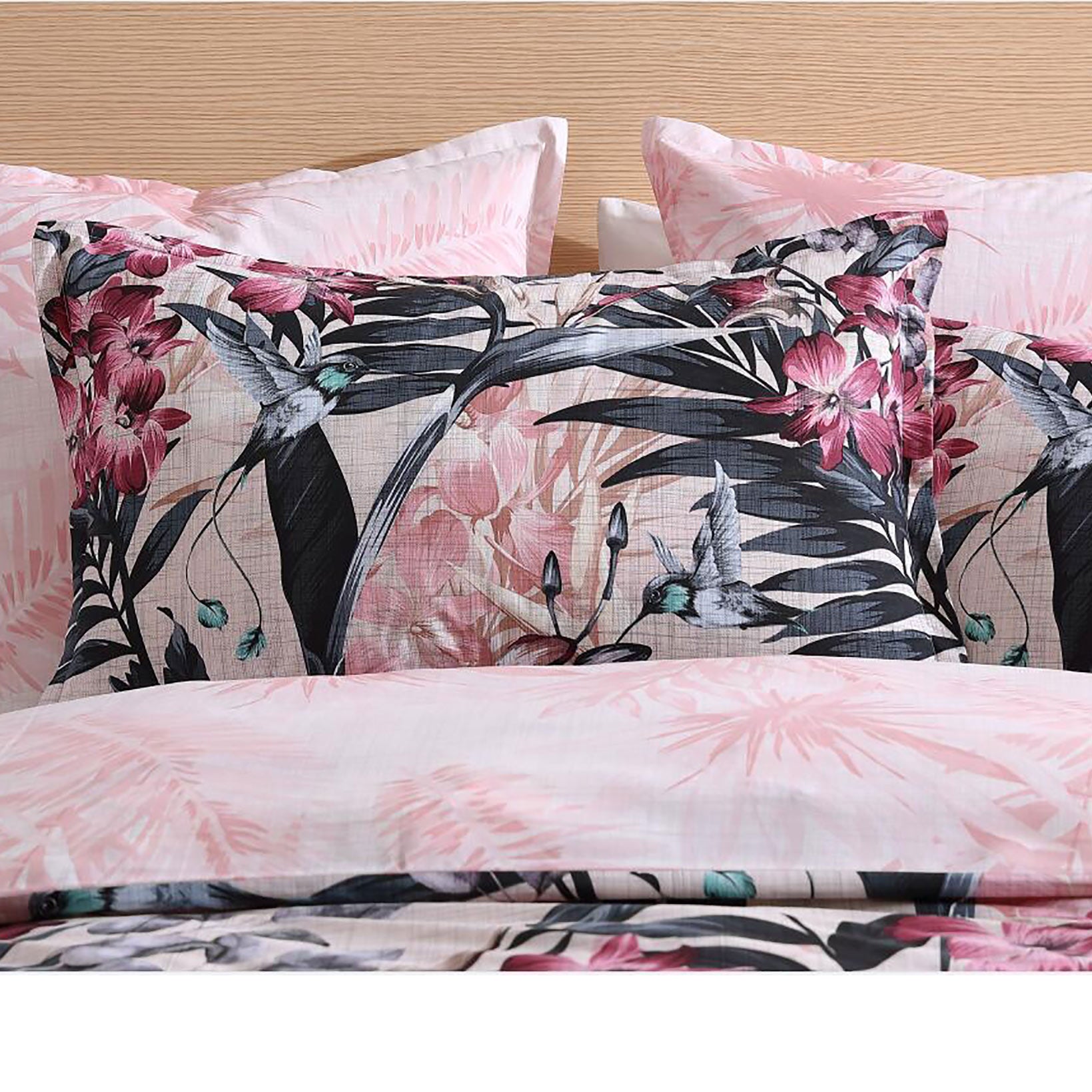 Logan & Mason Hummingbird Blush Quilt Cover Set - Soft Floral Bedding for Master & Guest Bedrooms