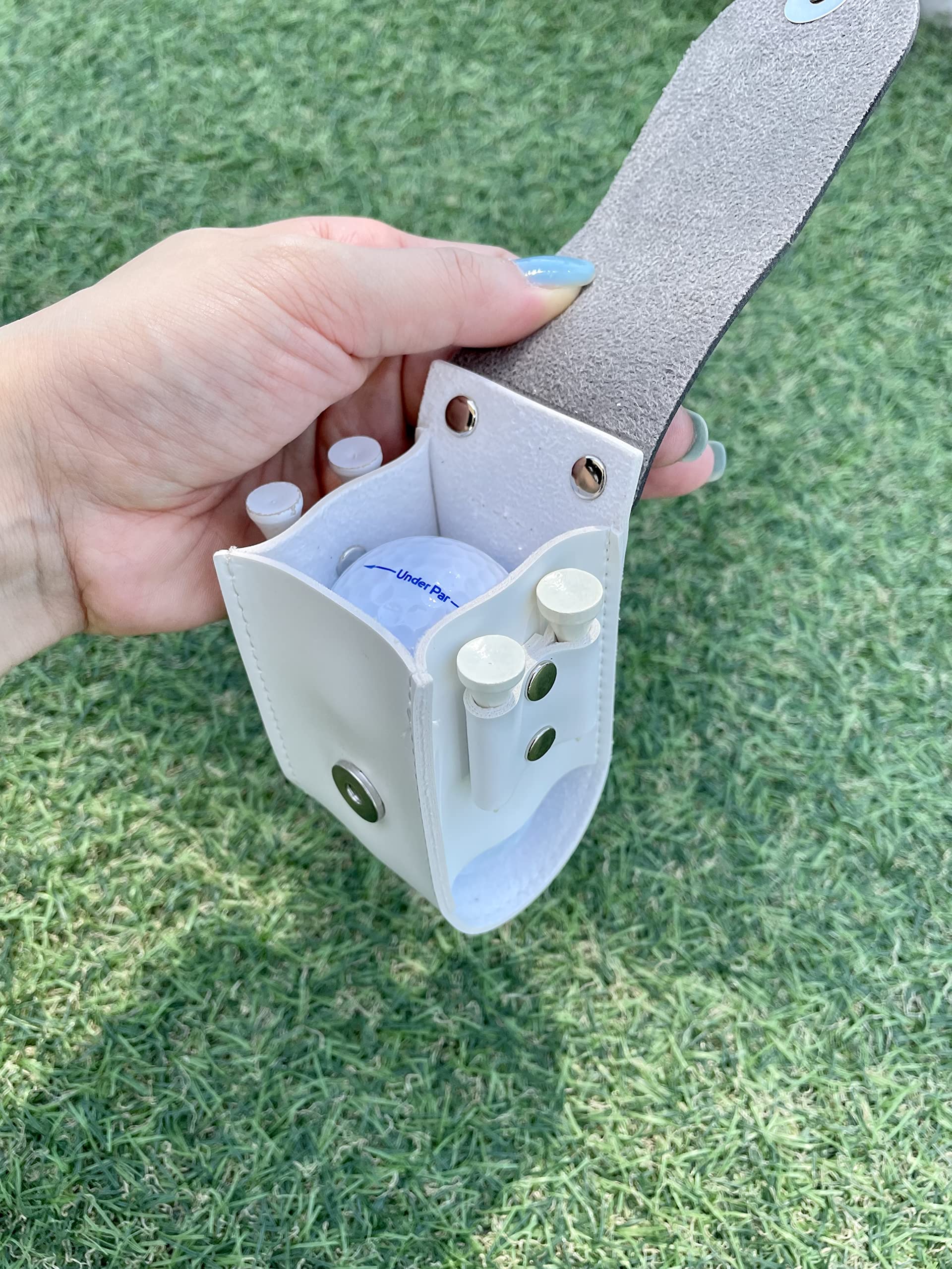 Premium Golf Ball Pouch & Tee Holder Waist Bag - Holds 2 Golf Balls & 4 Tees - Adjustable Belt Clip for Comfort - Brown Sports Accessory - Perfect for Golfers, Driving Range & Course Play