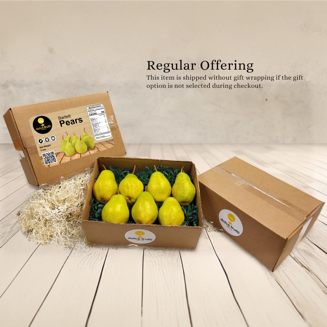 Dolce Frutti Bartlett Pears - Fresh 3 lb Box | Premium Gift Packaging | Perfect Holiday, Birthday & Anniversary Gift | Great for Get Well Soon & Sympathy Presents | Ideal for Fruit Baskets, Desserts & Healthy Snacking