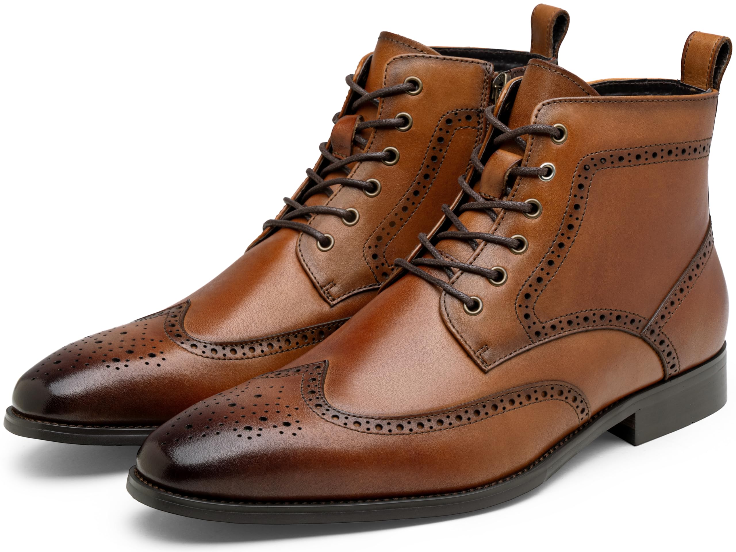 Premium Men's Leather Dress Boots - Cap-Toe Fashion Boots for Business & Casual Wear | Comfortable & Stylish Footwear for Office, Parties & Outdoor Events