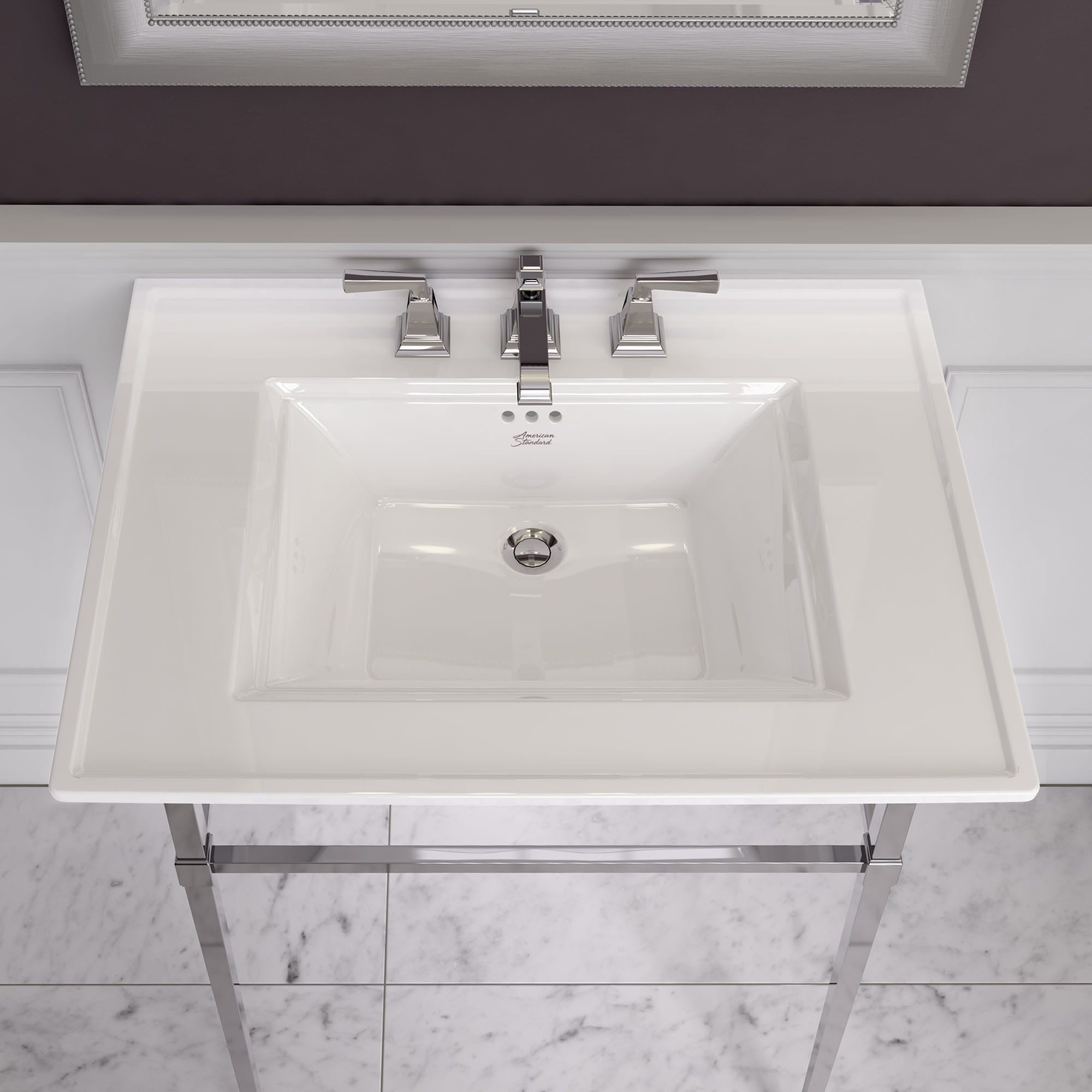 American Standard 7455801.002 Town Square S 8-Inch Widespread 2-Handle Chrome Bathroom Faucet 1.2 GPM with Lever Handles - Perfect for Modern Bathroom Vanities and Powder Rooms