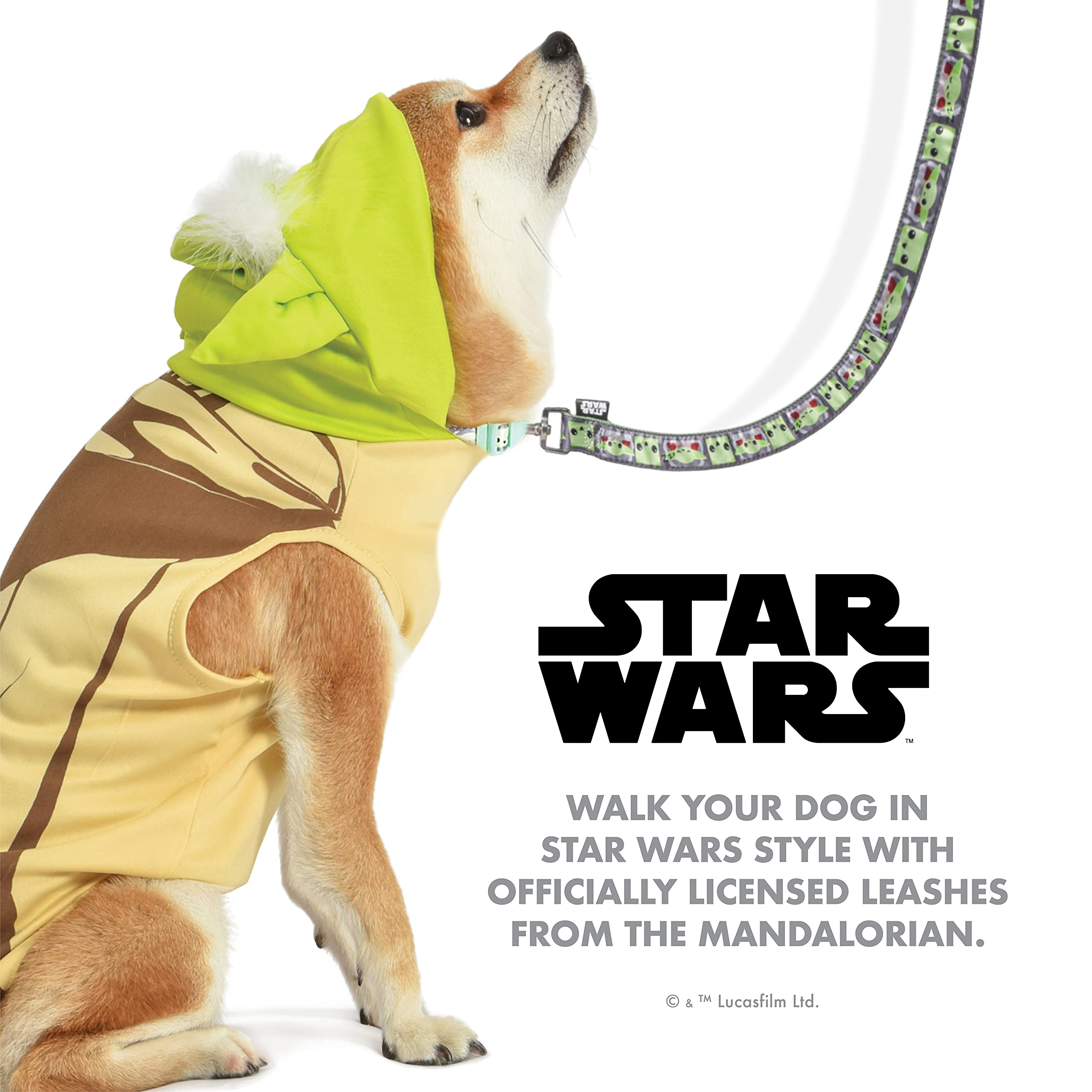 **Star Wars The Mandalorian Baby Yoda Dog Leash - 6ft Green Nylon Pet Leash for Small Medium Large Dogs | Adjustable & Durable | Perfect for Walking, Hiking & Outdoor Adventures**