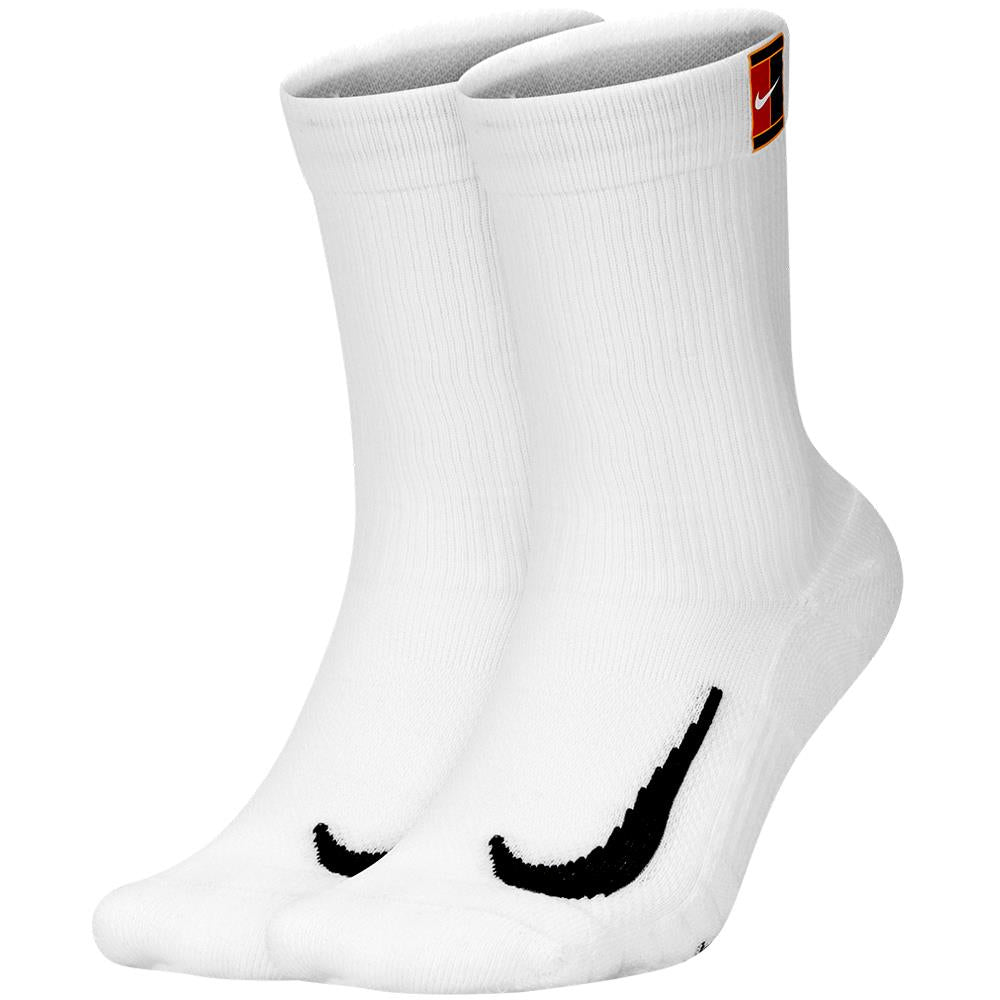 Nike Multiplier Cushioned Crew Socks 2-Pack - White Athletic Socks for Running, Gym & Everyday Comfort - Breathable & Supportive Cotton Blend Socks for Men & Women