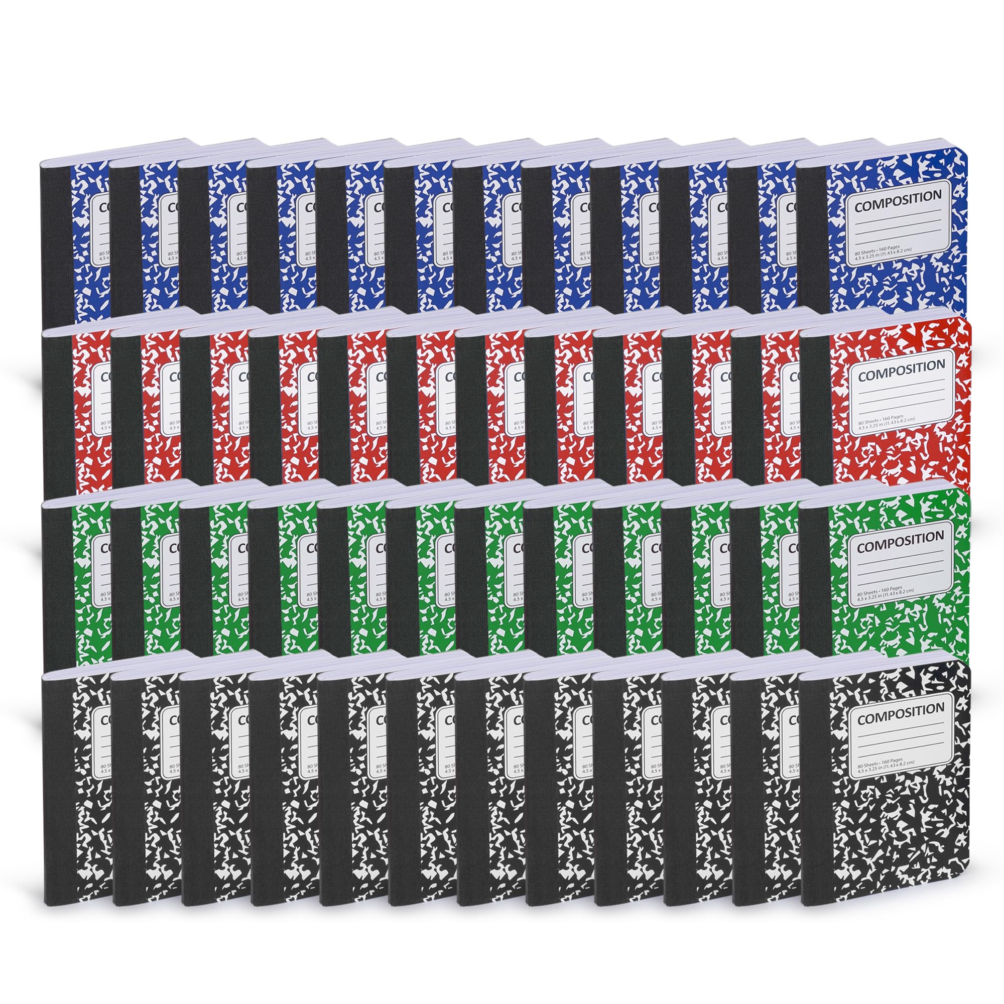 Mini Composition Notebooks Bulk - 4.5 x 3.25 Inch Small Pocket Notebooks for Kids, Students & Office Use - 80 Sheets/Book, 4 Colors (24 Pack) - Perfect for Journaling, Note Taking, School Supplies & Daily Planner