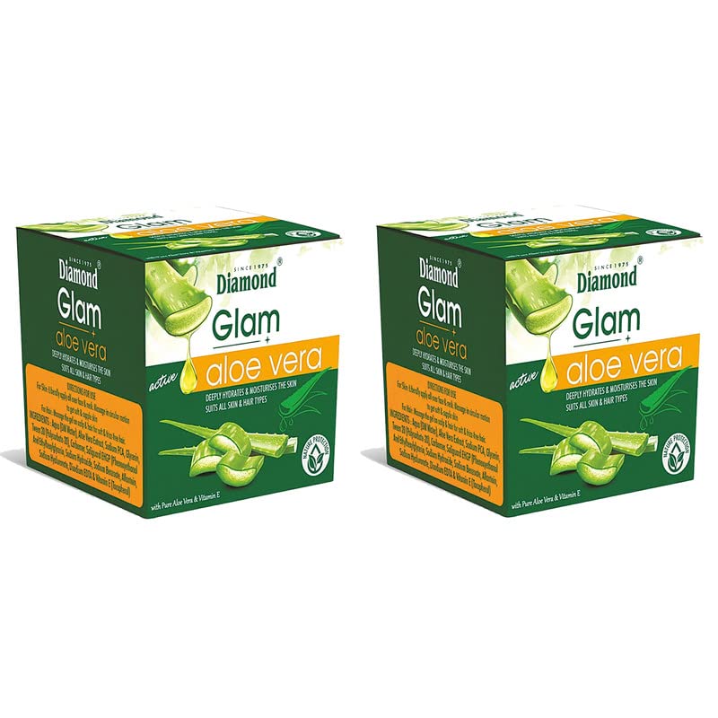 Diamond Glam Aloe Vera Face Gel for Skin & Hair Care - Anti-Acne, Moisturizing & Nourishing with Vitamin E - Hydrates Dry Skin - Unisex Skincare Solution (100ml, Pack of 2) - Perfect for Daily Face & Hair Hydration, Post-Workout Refreshment & Travel Skincare Essentials