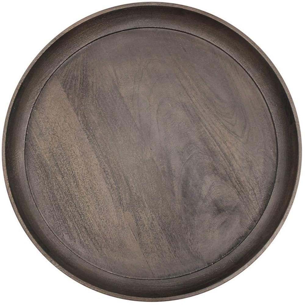Moti Benedict Jay Solid Wood Round Side Table - Gray Finish - Perfect for Living Room, Bedroom, or Office Accent Table