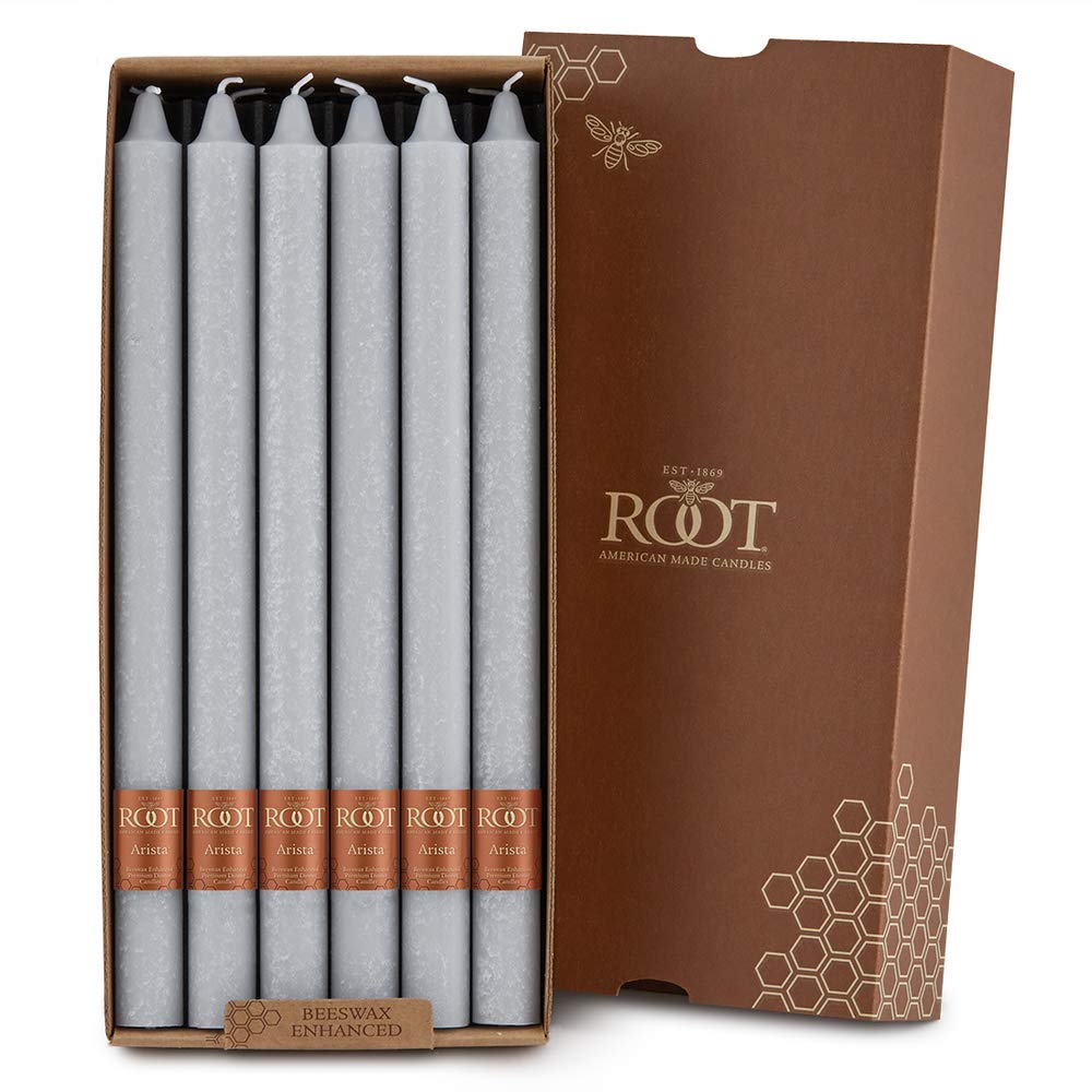 Root Candles Unscented Arista Timberline 12-Inch Dinner Candles, 12-Pack, Platinum - Perfect for Romantic Dinners, Wedding Centerpieces & Holiday Decorations