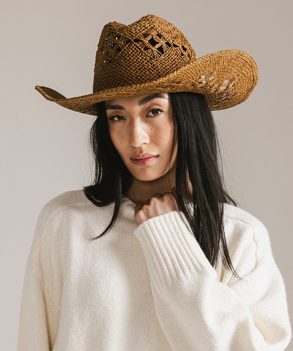 Stylish Remy Vented Straw Cowboy Hat for Women & Men - Breathable Sun Protection for Outdoor, Beach, and Country Music Festivals